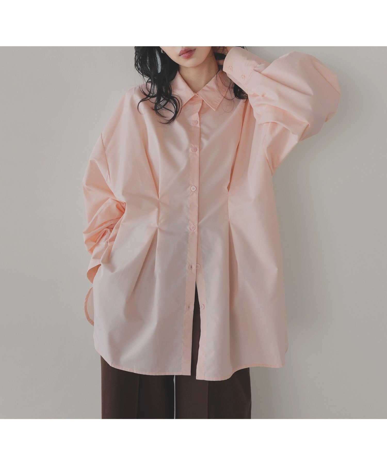 【リアン/Lian】のウエストタックカラーシャツ インテリア・キッズ・メンズ・レディースファッション・服の通販 founy(ファニー) 　ファッション　Fashion　レディースファッション　Fashion for Women　トップス・カットソー　Cut & Sew Tops　シャツ・ブラウス・オフィスカジュアル　Elegant Blouses & Button-Ups　2025年　2025　2025-2026秋冬・A/W　Autumn/Winter 2025–26 AW25–26　ピンク2|ID: prp329100004571471 ipo3291000000033612014