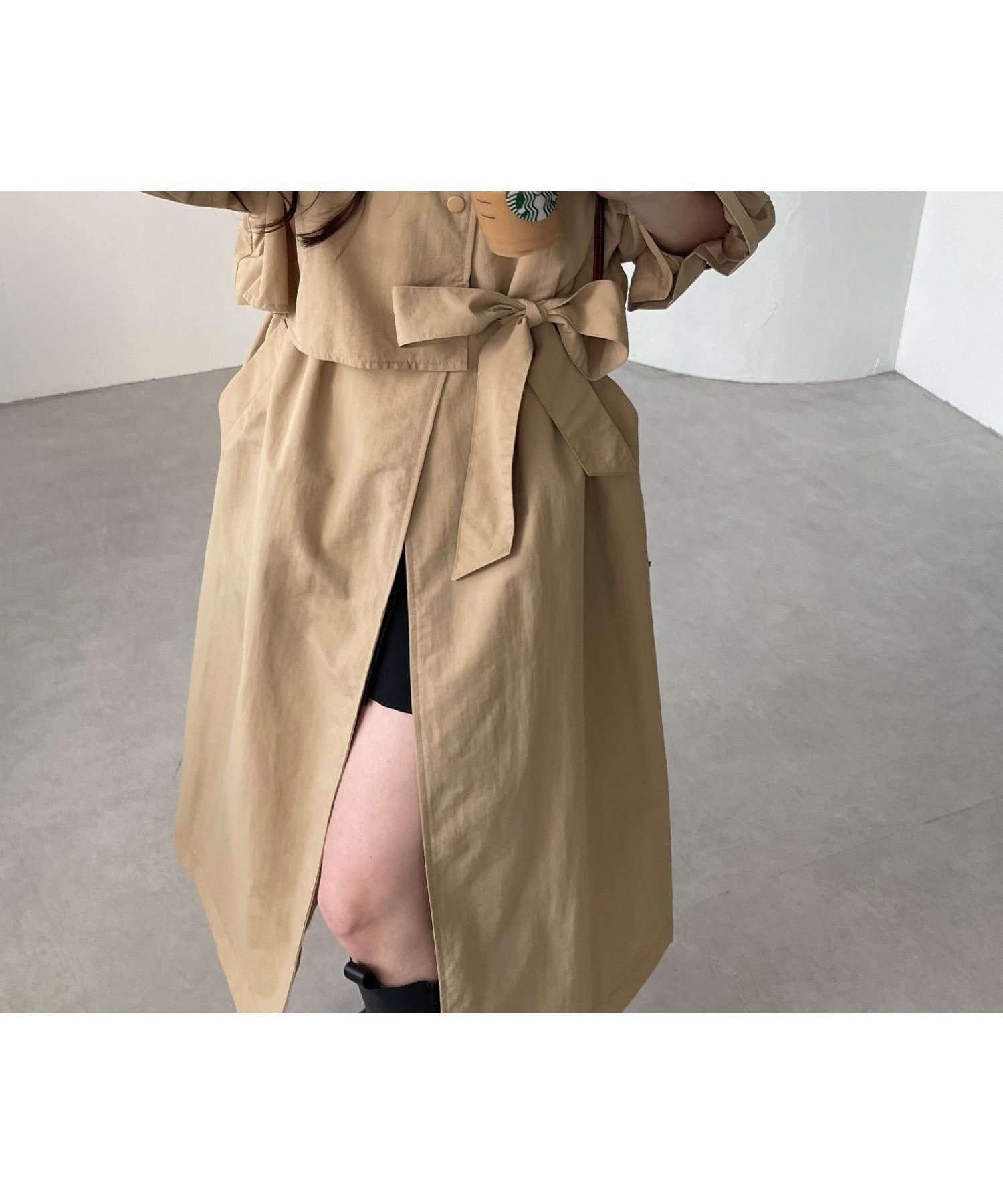 【アンドミー/andme】の2way スタンドカラー トレンチコート インテリア・キッズ・メンズ・レディースファッション・服の通販 founy(ファニー) 　ファッション　Fashion　レディースファッション　Fashion for Women　アウター　Coat / Outerwear Collection　コート・ロングコート・ピーコート　Long Coats, Peacoats & More　トレンチコート / 春秋の定番アウター　Trench Coats　おすすめ　Recommended / Our Picks　スタンド　Stand Collar, Upright Stand　ブルゾン　Blouson, Bomber Jacket　ロング　Long, Long-Length　春　Spring　秋　Autumn　ベージュ|ID: prp329100004571961 ipo3291000000033554271