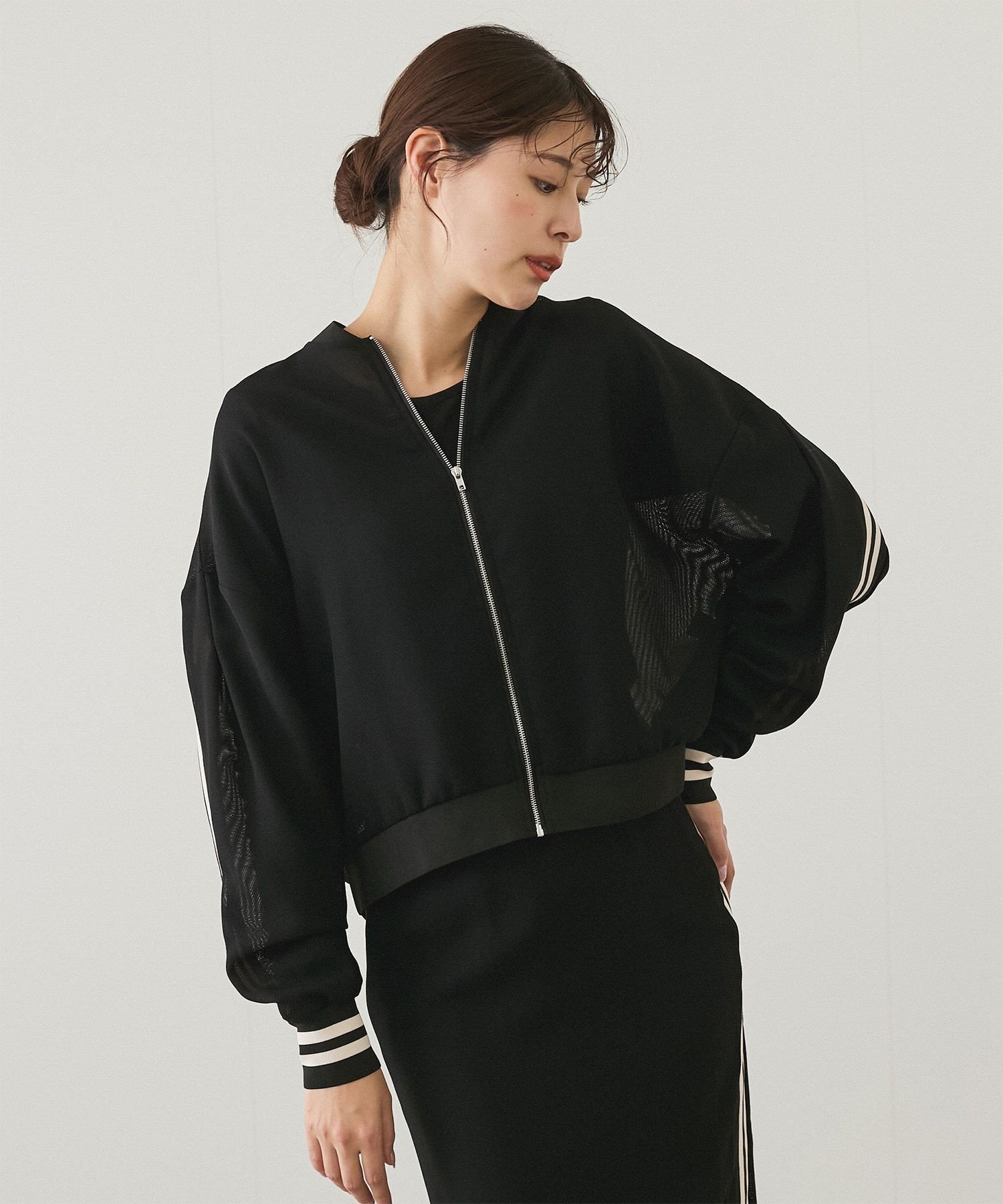 【ジャイロ/JAYRO】のライン使いブルゾン インテリア・キッズ・メンズ・レディースファッション・服の通販 founy(ファニー) 　ファッション　Fashion　レディースファッション　WOMEN　アウター　Coat Outerwear　ブルゾン　Blouson/Jackets　おすすめ　Recommend　セットアップ　Set Up　デニム　Denim　トレンド　Trend　ブルゾン　Blouson　ポケット　Pocket　メッシュ　Mesh　春　Spring　ブラック(01)|ID: prp329100004571970 ipo3291000000032352494