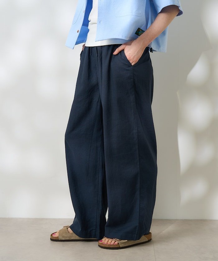 【フリークスストア/FREAK'S STORE】の【7色展開】リネンブレンド ワイド イージーパンツ セットアップ対応 清涼パンツ/イージーケア 25SS インテリア・キッズ・メンズ・レディースファッション・服の通販 founy(ファニー) 　ファッション　Fashion　レディースファッション　WOMEN　セットアップ　Setup　パンツ　Pants　2025年　2025　2025春夏・S/S　Ss,Spring/Summer,2025　スキッパー　Skipper　セットアップ　Set Up　リネン　Linen　ワイド　Wide　夏　Summer　S/S・春夏　Ss・Spring/Summer　楽ちん　Easy　無地　Plain Color　ネイビー|ID: prp329100004572039 ipo3291000000032353243