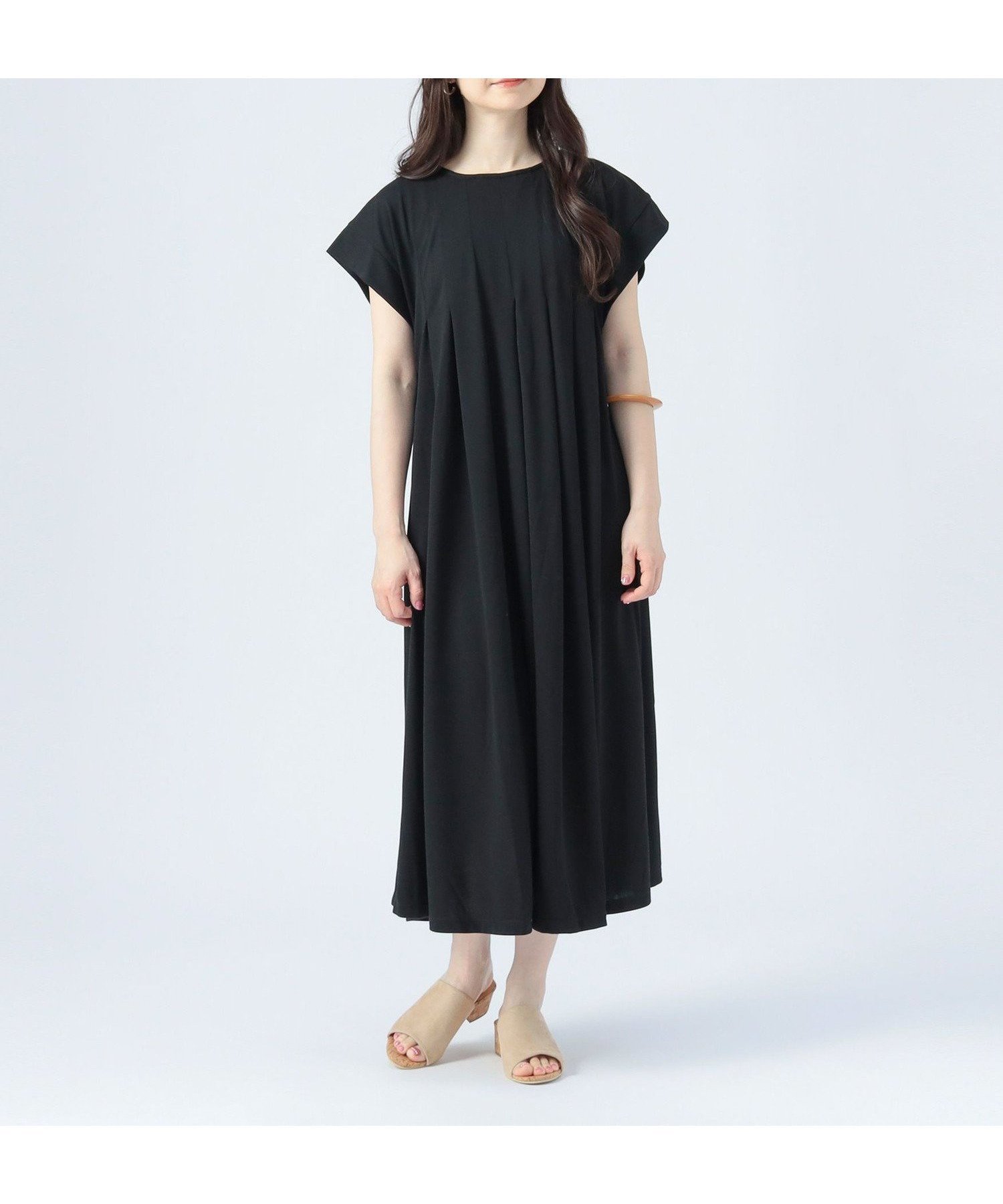 【ビームス ハート/BEAMS HEART】の【洗濯機OK】タック フレア ワンピース 25SS フレンチスリーブ インテリア・キッズ・メンズ・レディースファッション・服の通販 founy(ファニー) 　ファッション　Fashion　レディースファッション　WOMEN　ワンピース　Dress　2025年　2025　2025春夏・S/S　Ss,Spring/Summer,2025　おすすめ　Recommend　エレガント 上品　Elegant　ギャザー　Gather　サンダル　Sandals　スキッパー　Skipper　スニーカー　Sneakers　スリーブ　Sleeve　ティアードワンピース　Tiered Dress　フェミニン　Feminine　フレア　Flare　フレンチ　French　リゾート　Resort　リラックス　Relax　夏　Summer　旅行　Travel　BLACK|ID: prp329100004572081 ipo3291000000032353595