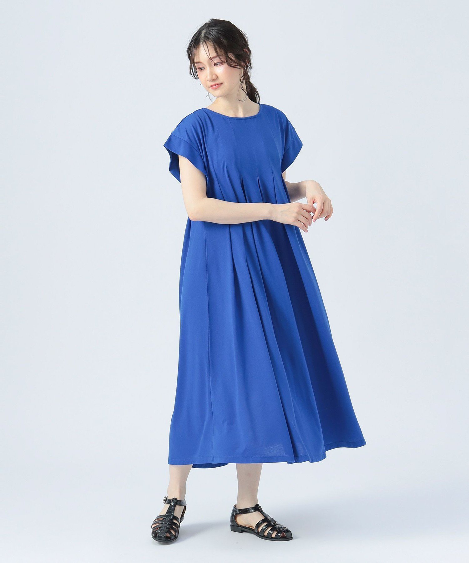【ビームス ハート/BEAMS HEART】の【洗濯機OK】タック フレア ワンピース 25SS フレンチスリーブ インテリア・キッズ・メンズ・レディースファッション・服の通販 founy(ファニー) 　ファッション　Fashion　レディースファッション　WOMEN　ワンピース　Dress　2025年　2025　2025春夏・S/S　Ss,Spring/Summer,2025　おすすめ　Recommend　エレガント 上品　Elegant　ギャザー　Gather　サンダル　Sandals　スキッパー　Skipper　スニーカー　Sneakers　スリーブ　Sleeve　ティアードワンピース　Tiered Dress　フェミニン　Feminine　フレア　Flare　フレンチ　French　リゾート　Resort　リラックス　Relax　夏　Summer　旅行　Travel　BLUE|ID: prp329100004572081 ipo3291000000032353601