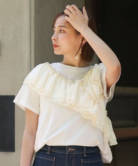 【バブ ブージュルード/Bab Bou Jeloud】の【6日間限定クーポンあり!】MARIEコラボ*ショルダーフリルTシャツ 人気、トレンドファッション・服の通販 founy(ファニー) ファッション Fashion レディースファッション WOMEN トップス・カットソー Tops/Tshirt シャツ/ブラウス Shirts/Blouses ロング / Tシャツ T-Shirts コラボ Collaboration シアー Sheer ショルダー Shoulder フェミニン Feminine フリル Frills 再入荷 Restock/Back In Stock/Re Arrival 夏 Summer 春 Spring S/S・春夏 Ss・Spring/Summer |ID:prp329100004572183