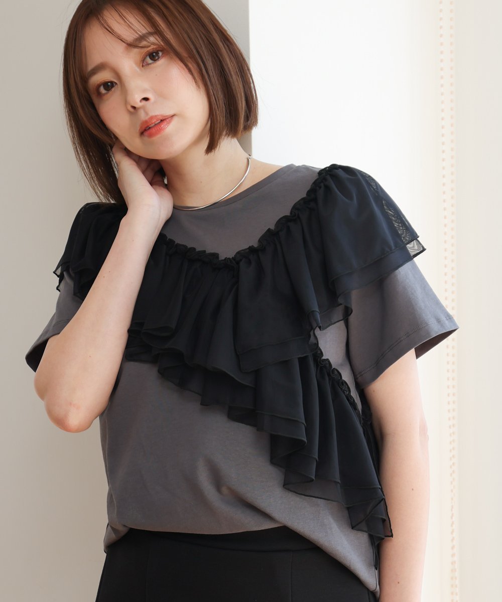 【バブ ブージュルード/Bab Bou Jeloud】の【6日間限定クーポンあり!】MARIEコラボ*ショルダーフリルTシャツ インテリア・キッズ・メンズ・レディースファッション・服の通販 founy(ファニー) 　ファッション　Fashion　レディースファッション　WOMEN　トップス・カットソー　Tops/Tshirt　シャツ/ブラウス　Shirts/Blouses　ロング / Tシャツ　T-Shirts　コラボ　Collaboration　シアー　Sheer　ショルダー　Shoulder　フェミニン　Feminine　フリル　Frills　再入荷　Restock/Back In Stock/Re Arrival　夏　Summer　春　Spring　S/S・春夏　Ss・Spring/Summer　CCL|ID: prp329100004572183 ipo3291000000032354796