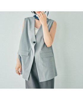 【レプシィム ローリーズファーム/LEPSIM LOWRYS FARM】のTRノーカラーオーバーベスト 人気、トレンドファッション・服の通販 founy(ファニー) ファッション Fashion レディースファッション Fashion for Women アウター Coat / Outerwear Collection トップス・カットソー Cut & Sew Tops ベスト&ジレ / 重ね着スタイル Vests & Gilets シンプル Simple, Minimal セットアップ Set-Up, Coordinated Outfit デニム Denim, Jeans Material ベスト Vest, Waistcoat ビジネス 仕事 通勤 Business / Work / Commuting 夏 Summer 春 Spring S/S・春夏 SS, Spring/Summer, Warm Season |ID:prp329100004572189