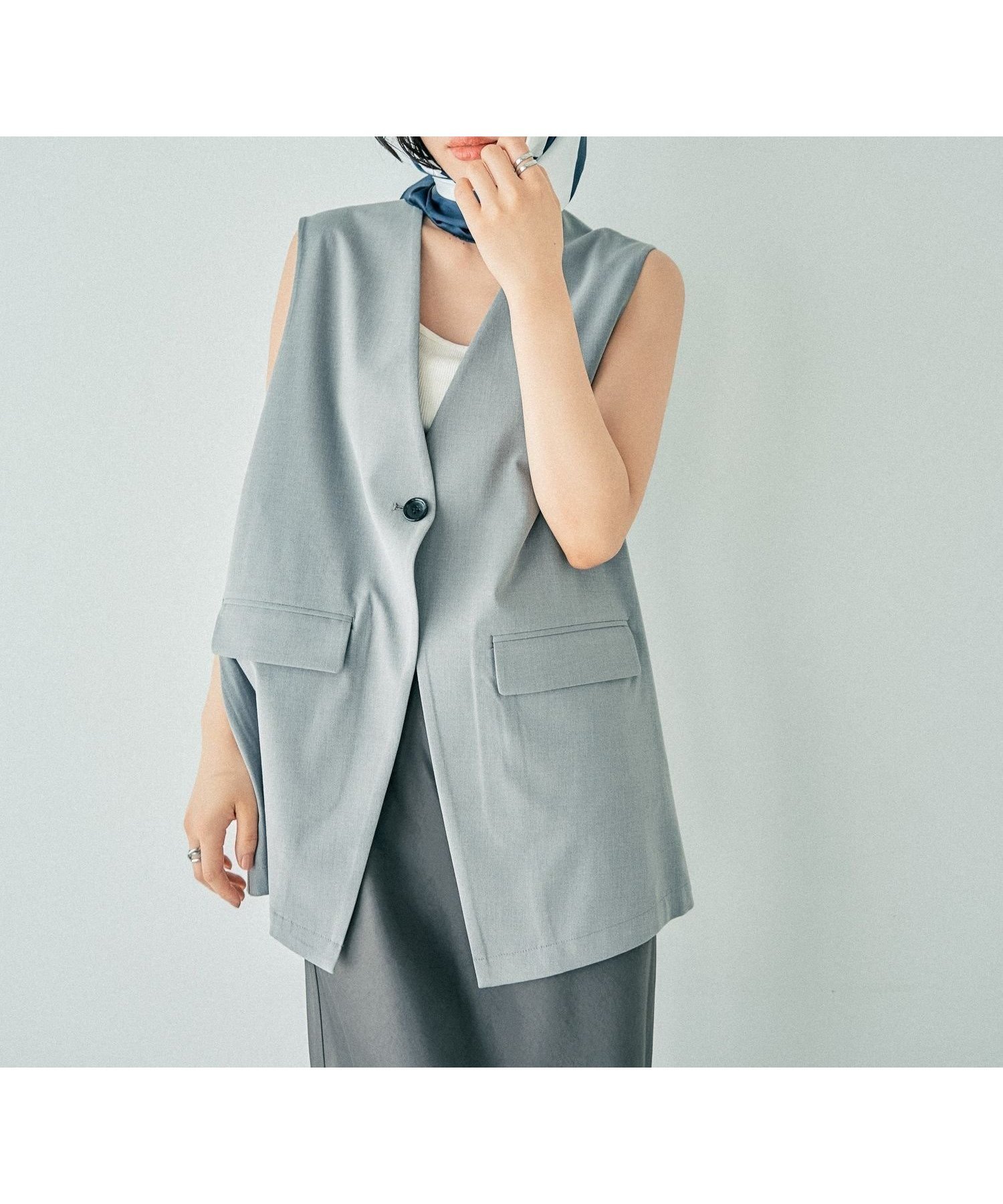 【レプシィム ローリーズファーム/LEPSIM LOWRYS FARM】のTRノーカラーオーバーベスト 人気、トレンドファッション・服の通販 founy(ファニー) 　ファッション　Fashion　レディースファッション　Fashion for Women　アウター　Coat / Outerwear Collection　トップス・カットソー　Cut & Sew Tops　ベスト&ジレ / 重ね着スタイル　Vests & Gilets　シンプル　Simple, Minimal　セットアップ　Set-Up, Coordinated Outfit　デニム　Denim, Jeans Material　ベスト　Vest, Waistcoat　ビジネス 仕事 通勤　Business / Work / Commuting　夏　Summer　春　Spring　S/S・春夏　SS, Spring/Summer, Warm Season　 other-1|ID: prp329100004572189 ipo3291000000032713536