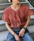 【チャオパニックティピー/CIAOPANIC TYPY】のシアーラッフル襟ブラウス 人気、トレンドファッション・服の通販 founy(ファニー) ファッション Fashion レディースファッション Fashion for Women トップス・カットソー Cut & Sew Tops シャツ・ブラウス・オフィスカジュアル Elegant Blouses & Button-Ups インナー Innerwear キャミソール Camisole, Spaghetti Strap Top ストライプ Stripe, Striped Pattern タンク Tank Top, Sleeveless Top デニム Denim, Jeans Material フリル Frill, Ruffle おすすめ Recommended / Our Picks thumbnail ピンク|ID: prp329100004572287 ipo3291000000033548656