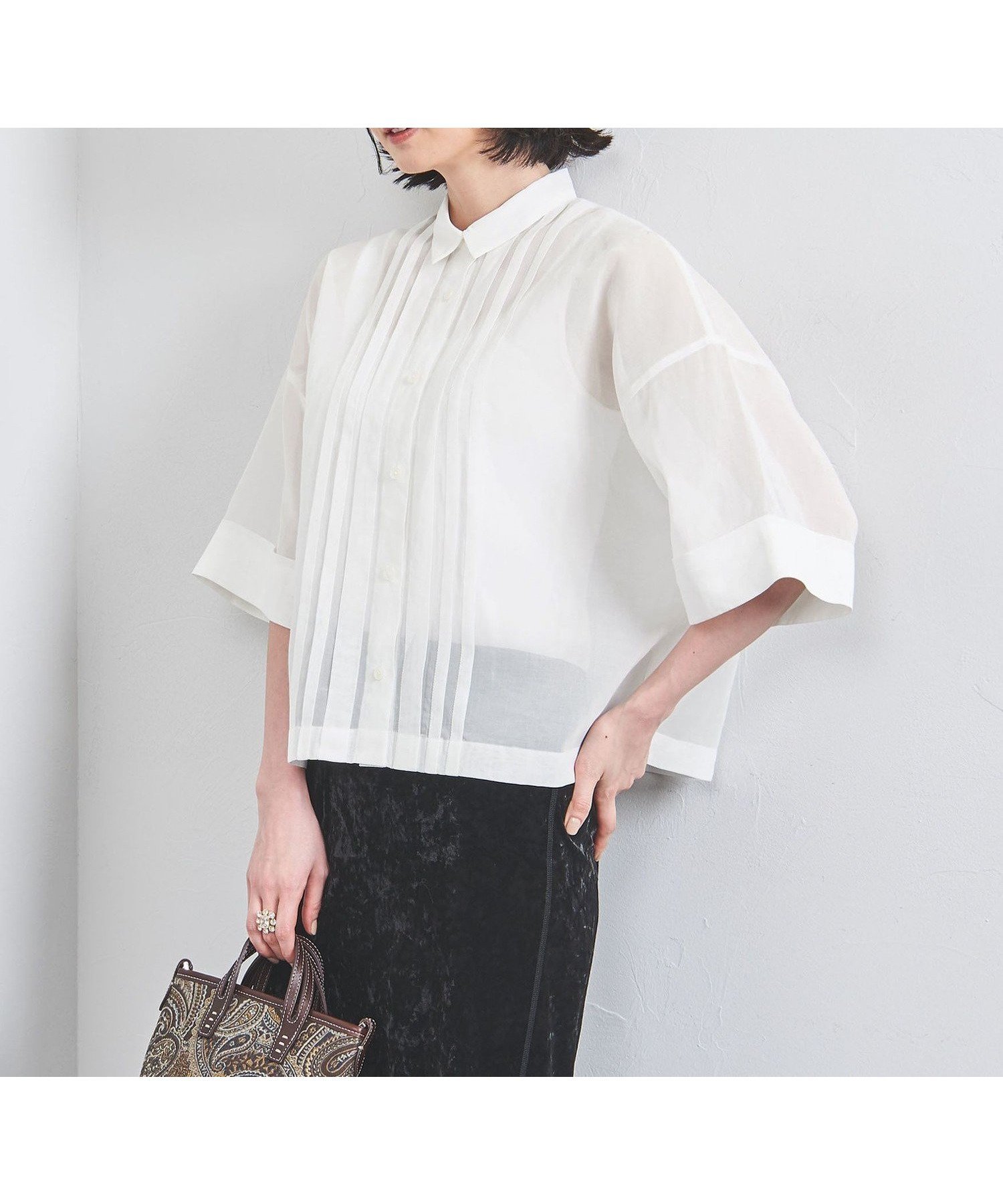 【その他のブランド/Other】のオーガンジー タック ブラウス 人気、トレンドファッション・服の通販 founy(ファニー) 　ファッション　Fashion　レディースファッション　Ladies' Fashion Online　トップス・カットソー　Tops/Tshirt　シャツ/ブラウス　Shirts/Blouses　おすすめ　Recommend　インナー　Inner　オーガンジー　Organdy　キャミソール　Camisole　シアー　Sheer　タンク　Tank　ノースリーブ　No Sleeve　バランス　Balance　フロント　Front　半袖　Short Sleeve　羽織　Haori　 other-1|ID: prp329100004572313 ipo3291000000032627385