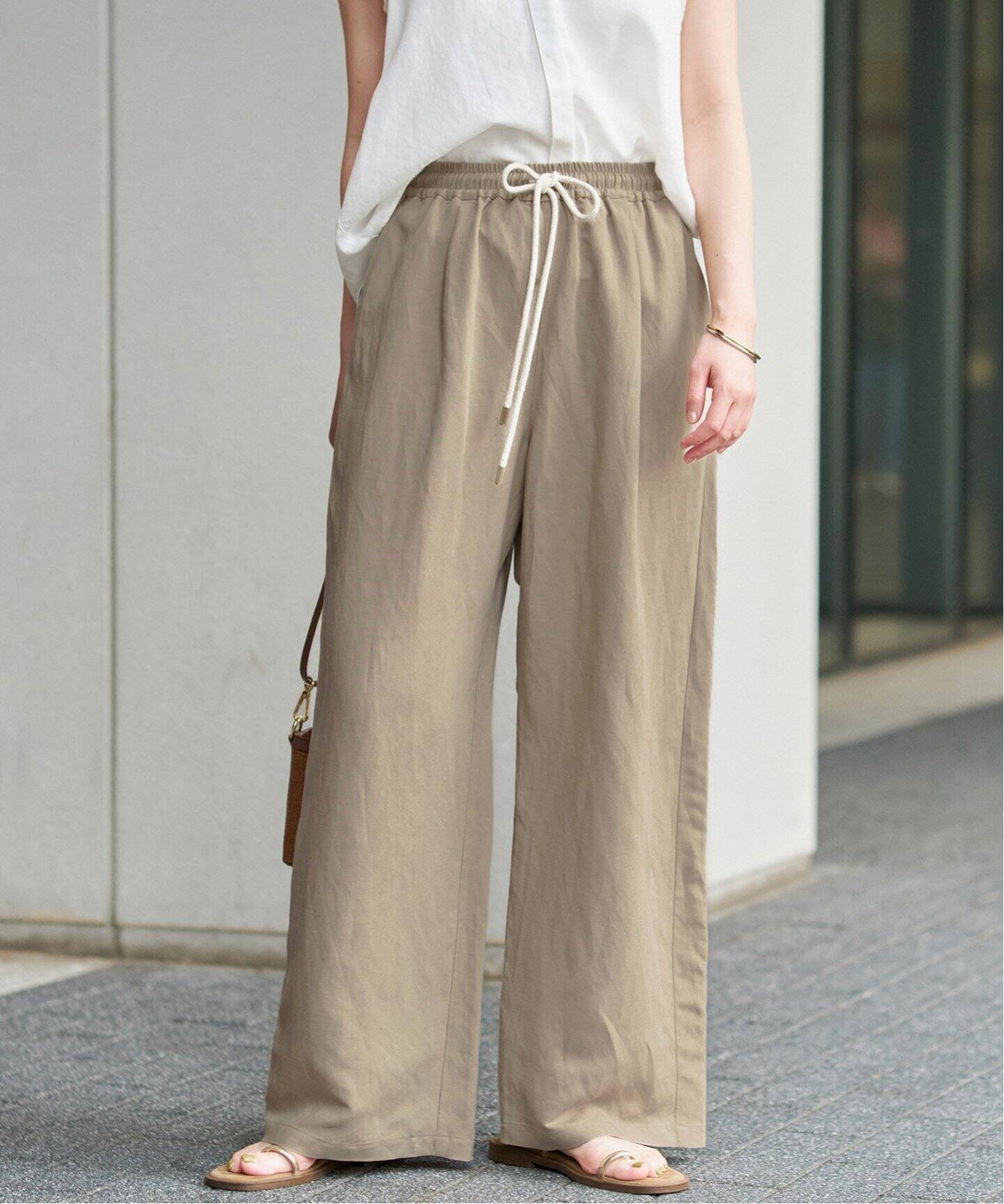 【イエナ/IENA】のリネンレーヨンイージーパンツ 人気、トレンドファッション・服の通販 founy(ファニー) 　ファッション　Fashion　レディースファッション　WOMEN　パンツ　Pants　2025年　2025　2025春夏・S/S　Ss,Spring/Summer,2025　おすすめ　Recommend　シンプル　Simple　フロント　Front　リネン　Linen　ワイド　Wide　夏　Summer　 other-1|ID: prp329100004572327 ipo3291000000032356162