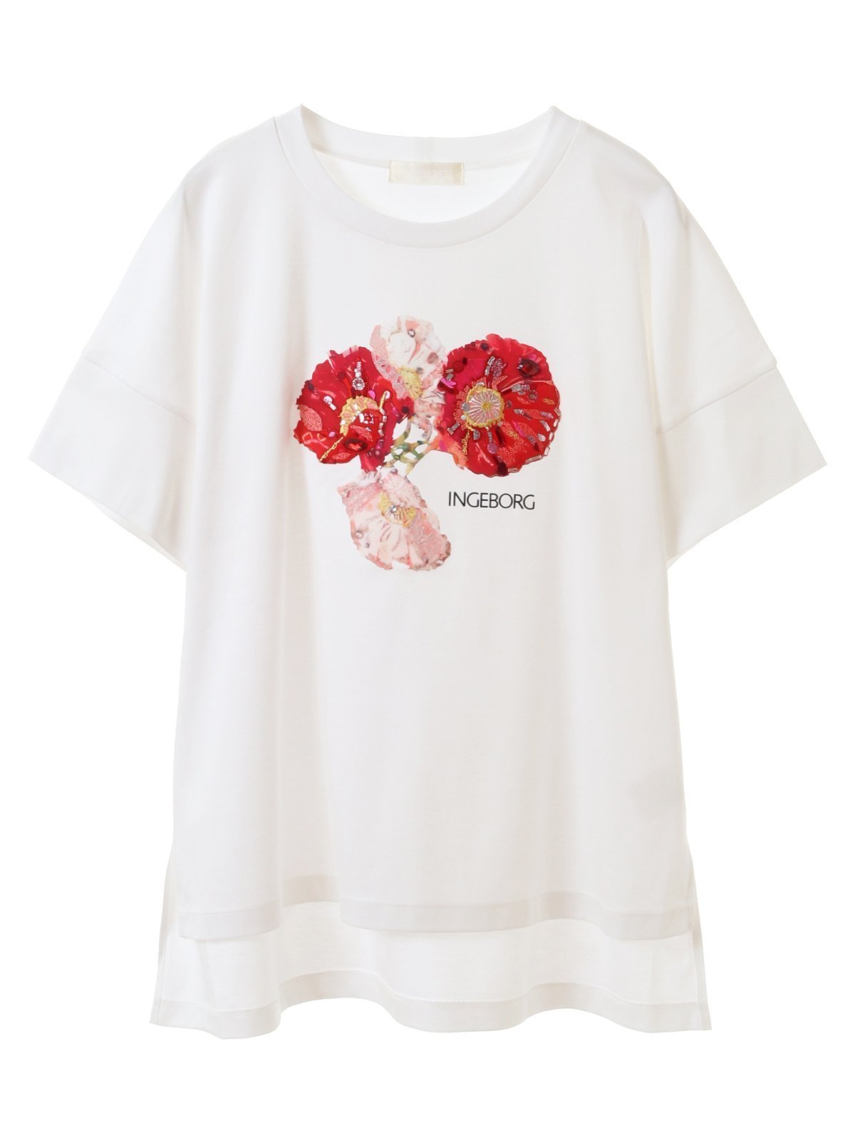 【ピンクハウス/PINK HOUSE】のポピーアートTシャツ インテリア・キッズ・メンズ・レディースファッション・服の通販 founy(ファニー) 　ファッション　Fashion　レディースファッション　WOMEN　トップス・カットソー　Tops/Tshirt　シャツ/ブラウス　Shirts/Blouses　ロング / Tシャツ　T-Shirts　アンティーク　Antique　スパンコール　Sequins　プリント　Print　レース　Race　ワーク　Work　オフ|ID: prp329100004572494 ipo3291000000032358565