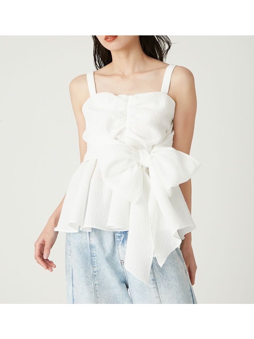 【フレイ アイディー/FRAY I.D】の2wayリボントップス 人気、トレンドファッション・服の通販 founy(ファニー) 　ファッション　Fashion　レディースファッション　WOMEN　トップス・カットソー　Tops/Tshirt　ギャザー　Gather　シャーリング　Shirring　ジャカード　Jacquard　ペプラム　Peplum　メタル　Metal　リボン　Ribbon　 other-1|ID: prp329100004572512 ipo3291000000032358831