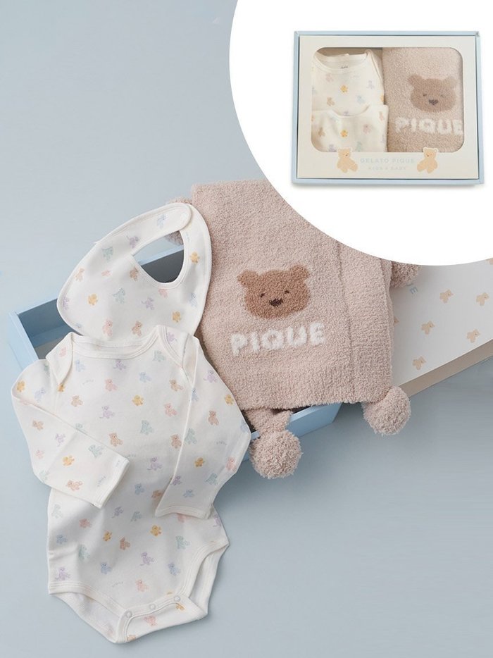 【ジェラート ピケ/gelato pique / KIDS】の【ラッピング済み】【BABY】ベアブランケット ボディースーツ スタイ3点セット ギフトBOX インテリア・キッズ・メンズ・レディースファッション・服の通販 founy(ファニー) https://founy.com/ ファッション Fashion キッズファッション Fashion for Kids カラフル Colorful Design スマート Smart, Elegant スーツ Suit, Formalwear 人気 Popular, Best Seller パウダー Powder, Soft Tone ブランケット Blanket, Throw Blanket ポンポン Pom-Pom, Fluffy Ball おすすめ Recommended / Our Picks ギフト プレゼント Gift / Present |ID: prp329100004572521 ipo3291000000034119332