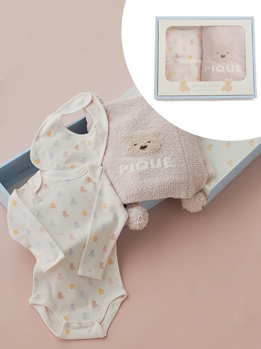 【ジェラート ピケ/gelato pique / KIDS】の【ラッピング済み】【BABY】ベアブランケット ボディースーツ スタイ3点セット ギフトBOX インテリア・キッズ・メンズ・レディースファッション・服の通販 founy(ファニー) 　ファッション　Fashion　キッズファッション　Fashion for Kids　カラフル　Colorful Design　スマート　Smart, Elegant　スーツ　Suit, Formalwear　人気　Popular, Best Seller　パウダー　Powder, Soft Tone　ブランケット　Blanket, Throw Blanket　ポンポン　Pom-Pom, Fluffy Ball　おすすめ　Recommended / Our Picks　ギフト プレゼント　Gift / Present　PNK[066]|ID: prp329100004572521 ipo3291000000034119334
