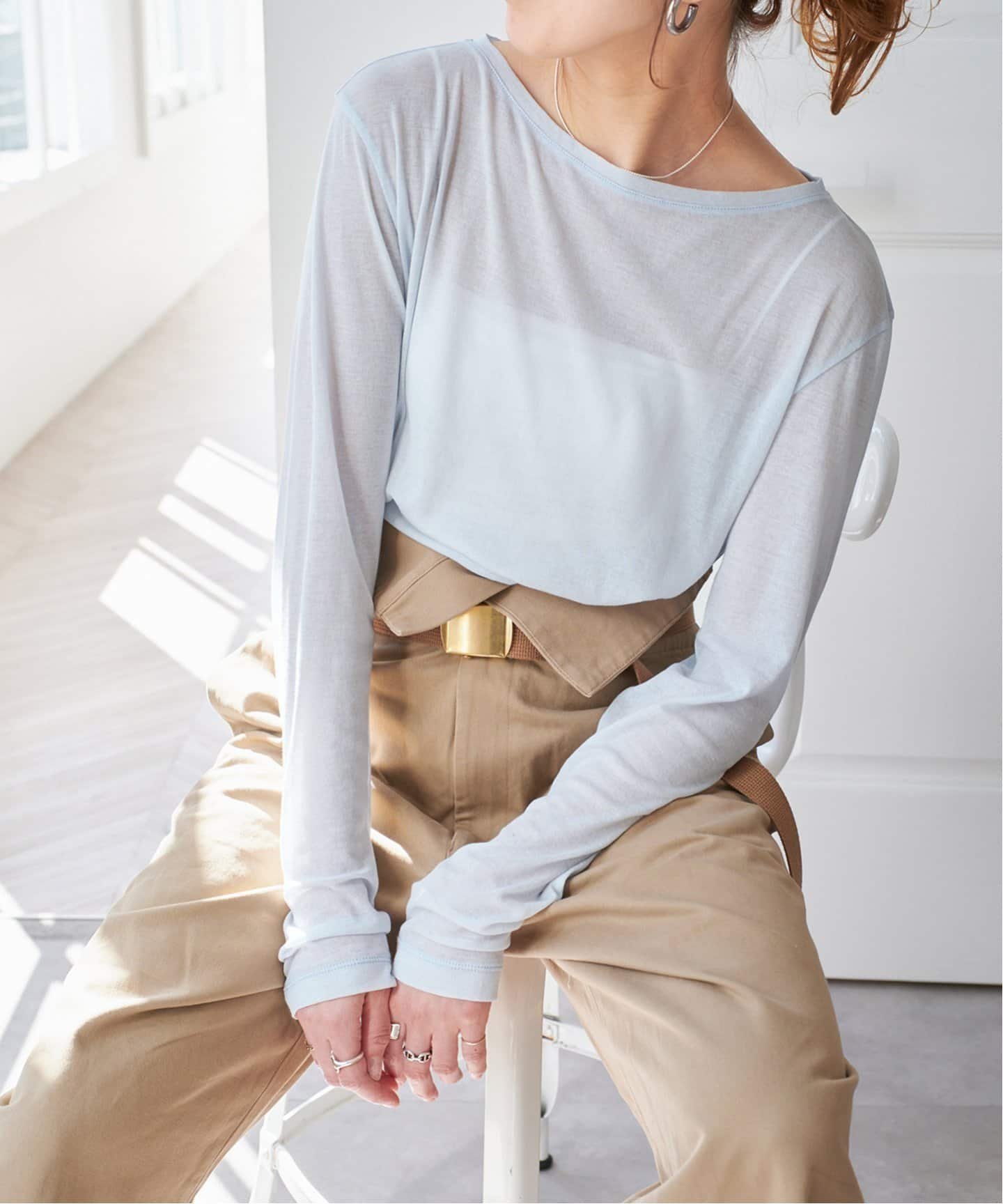 【スピック&スパン/Spick & Span】の《追加2》シアーボートネックプルオーバー インテリア・キッズ・メンズ・レディースファッション・服の通販 founy(ファニー) 　ファッション　Fashion　レディースファッション　WOMEN　トップス・カットソー　Tops/Tshirt　プルオーバー　Pullover　バランス　Balance　再入荷　Restock/Back In Stock/Re Arrival　サックスブルー B|ID: prp329100004572566 ipo3291000000032359473