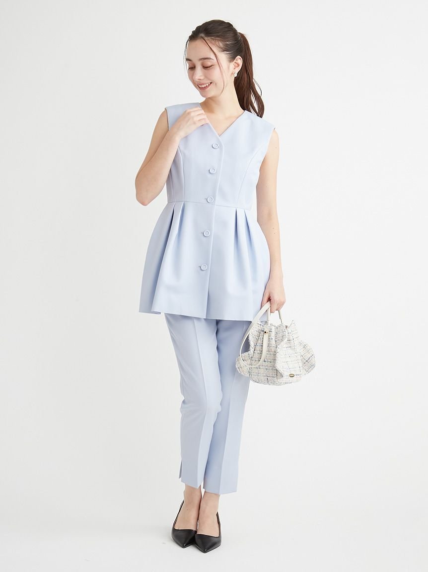 【セルフォード/CELFORD】のペプラムセットアップ インテリア・キッズ・メンズ・レディースファッション・服の通販 founy(ファニー) 　ファッション　Fashion　レディースファッション　Fashion for Women　セットアップ　Matching Sets　おすすめ　Recommended / Our Picks　セットアップ　Set-Up, Coordinated Outfit　センター　Center, Center Line　タートルネック　Turtleneck, High Neck　ツイル　Twist, Twisted Detail　フォーマル　Formal, Dressy　ペプラム　Peplum, Flared Hem　人気　Popular, Best Seller　吸水　Absorbent, Quick-Dry　SAX[083]|ID: prp329100004572594 ipo3291000000032744517