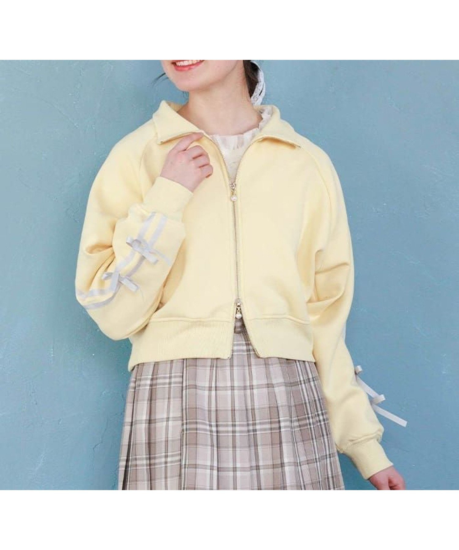 【アクシーズファム/axes femme】のダンボールニットトラックジャケット インテリア・キッズ・メンズ・レディースファッション・服の通販 founy(ファニー) 　ファッション　Fashion　レディースファッション　WOMEN　アウター　Coat Outerwear　ジャケット　Jackets　2025年　2025　2025春夏・S/S　Ss,Spring/Summer,2025　おすすめ　Recommend　イエロー　Yellow　ジャケット　Jacket　セットアップ　Set Up　チェック　Check　フリル　Frills　ワンポイント　One Point　夏　Summer　春　Spring　S/S・春夏　Ss・Spring/Summer　イエロー|ID: prp329100004572746 ipo3291000000032361110