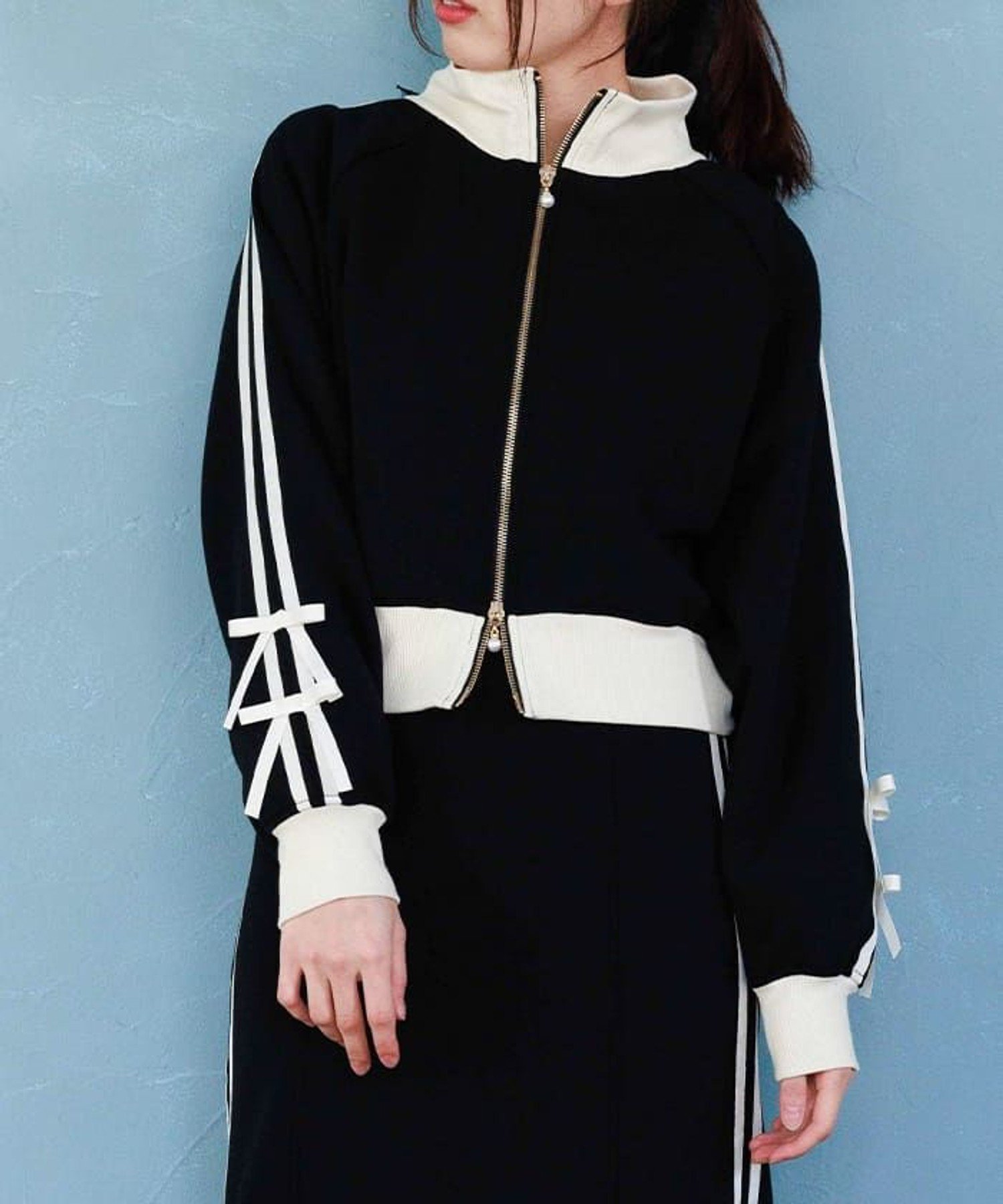 【アクシーズファム/axes femme】のダンボールニットトラックジャケット インテリア・キッズ・メンズ・レディースファッション・服の通販 founy(ファニー) 　ファッション　Fashion　レディースファッション　WOMEN　アウター　Coat Outerwear　ジャケット　Jackets　2025年　2025　2025春夏・S/S　Ss,Spring/Summer,2025　おすすめ　Recommend　イエロー　Yellow　ジャケット　Jacket　セットアップ　Set Up　チェック　Check　フリル　Frills　ワンポイント　One Point　夏　Summer　春　Spring　S/S・春夏　Ss・Spring/Summer　黒|ID: prp329100004572746 ipo3291000000032361111