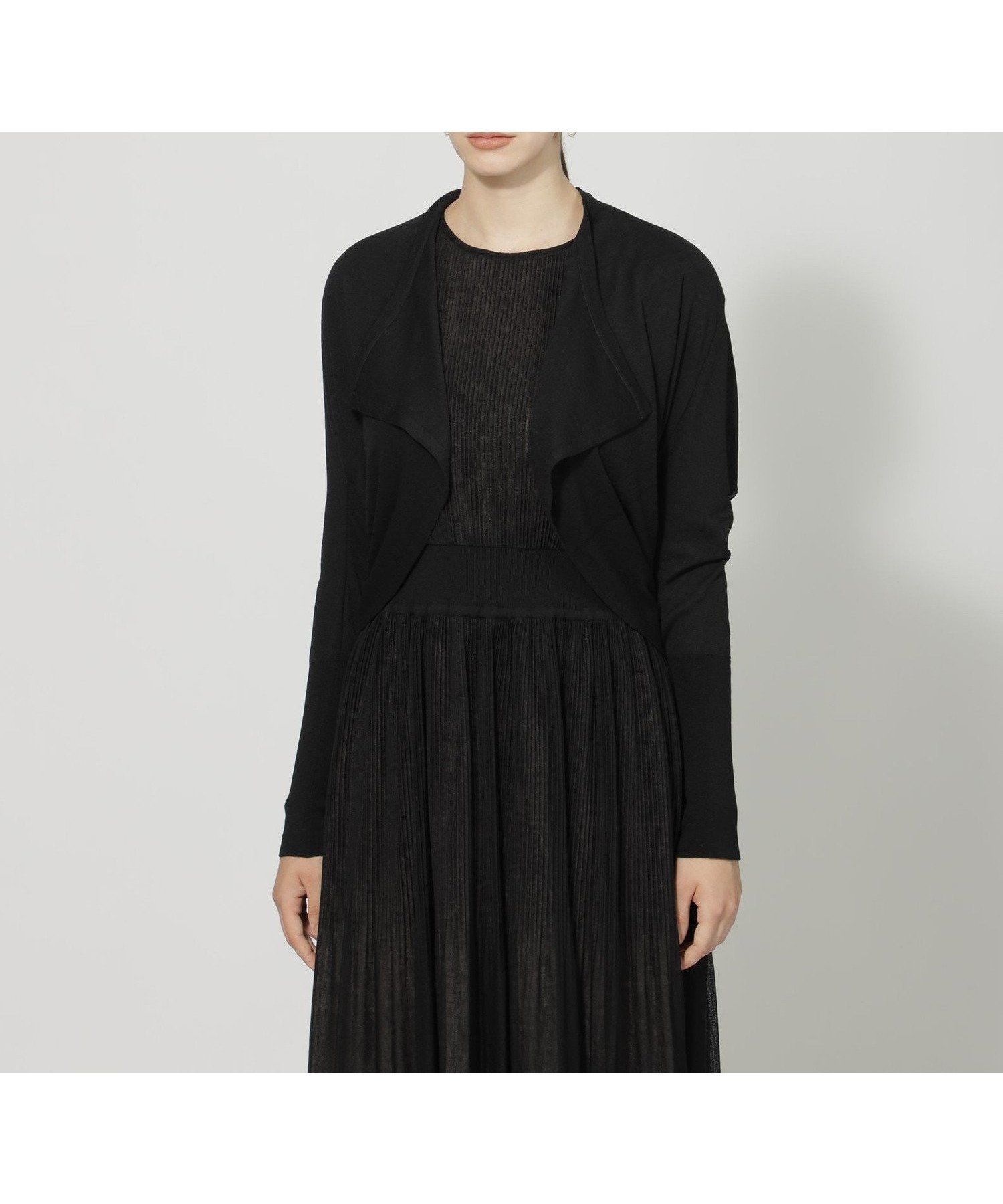 【エポカ/EPOCA】のシアーコンビニット 2WAYボレロカーディガン インテリア・キッズ・メンズ・レディースファッション・服の通販 founy(ファニー) 　ファッション　Fashion　レディースファッション　WOMEN　トップス・カットソー　Tops/Tshirt　ニット　Knit Tops　カーディガン　Cardigans　おすすめ　Recommend　エレガント 上品　Elegant　カーディガン　Cardigan　ショール　Shawl　ドレス　Dress　ドレープ　Drape　パターン　Pattern　フォルム　Form　ボレロ　Bolero　夏　Summer　春　Spring　秋　Autumn/Fall　黒|ID: prp329100004572757 ipo3291000000032361189