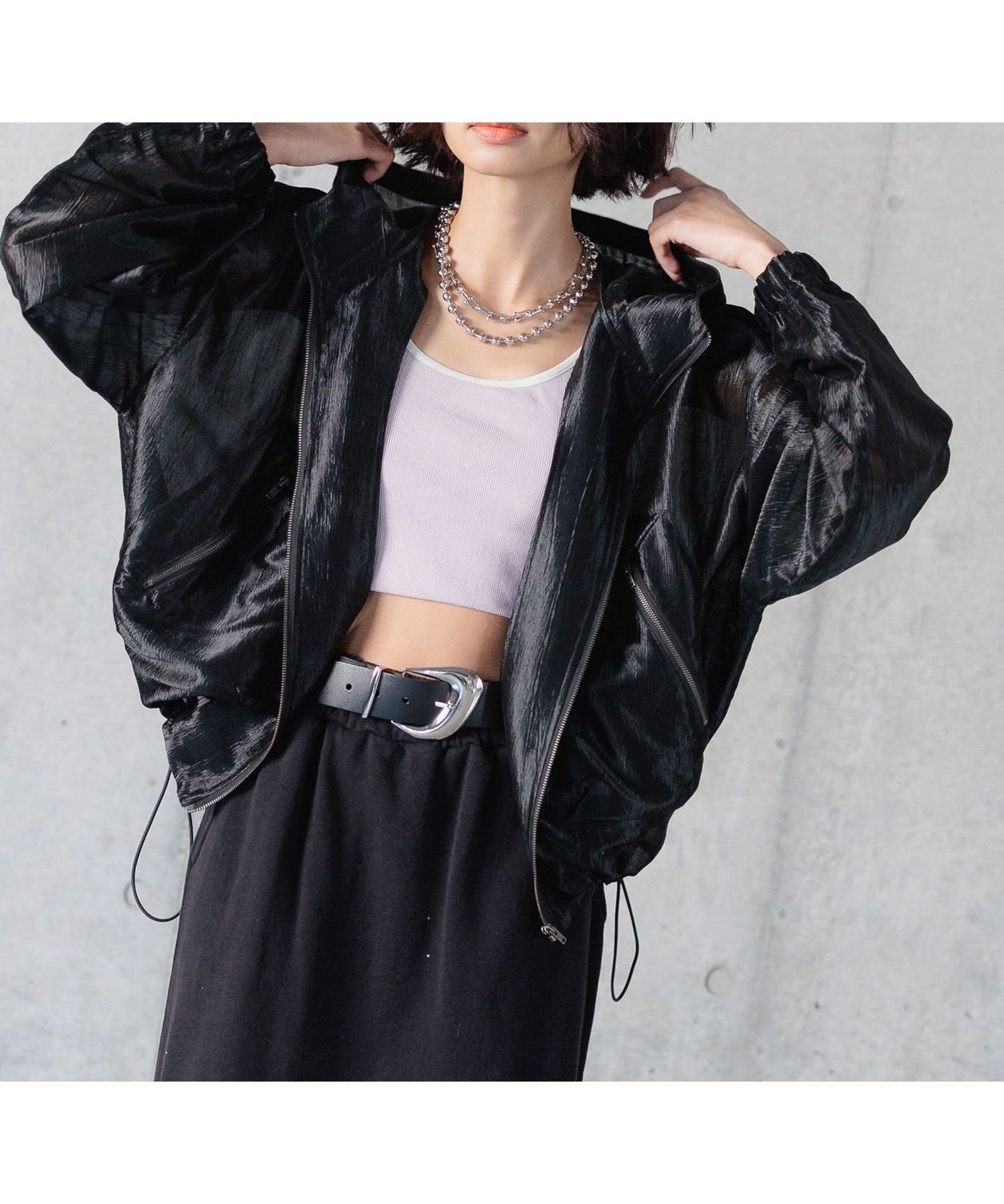 【ページボーイ/PAGEBOY】のシャイニーシアーブルゾン インテリア・キッズ・メンズ・レディースファッション・服の通販 founy(ファニー) 　ファッション　Fashion　レディースファッション　WOMEN　アウター　Coat Outerwear　ブルゾン　Blouson/Jackets　おすすめ　Recommend　インナー　Inner　シアー　Sheer　ブルゾン　Blouson　ポケット　Pocket　ロング　Long　ブラック09|ID: prp329100004572765 ipo3291000000032361285