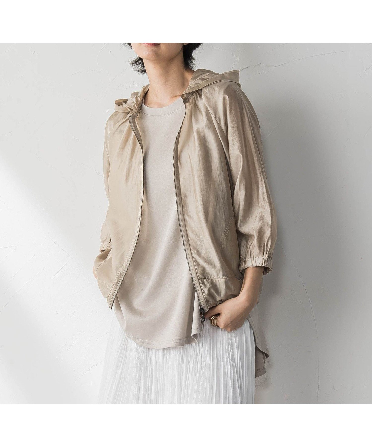 【メイソングレイ/MAYSON GREY】のオーガンジーフーディブルゾン≪手洗い可能≫ インテリア・キッズ・メンズ・レディースファッション・服の通販 founy(ファニー) 　ファッション　Fashion　レディースファッション　Fashion for Women　アウター　Coat / Outerwear Collection　ブルゾンジャケット・スポーティアウター　Blouson Jackets　インナー　Innerwear　エアリー　Airy Texture　オーガンジー　Organza Fabric　ギャザー　Gathered, Ruffled　シアー　Sheer, See-Through　スリーブ　Sleeve, Long Sleeve / Short Sleeve　セットアップ　Set-Up, Coordinated Outfit　トレンド　Trend, Trending Now　パターン　Pattern, Design Print　ブルゾン　Blouson, Bomber Jacket　おすすめ　Recommended / Our Picks　エレガント 上品　Elegant　ベージュ|ID: prp329100004572785 ipo3291000000033268984