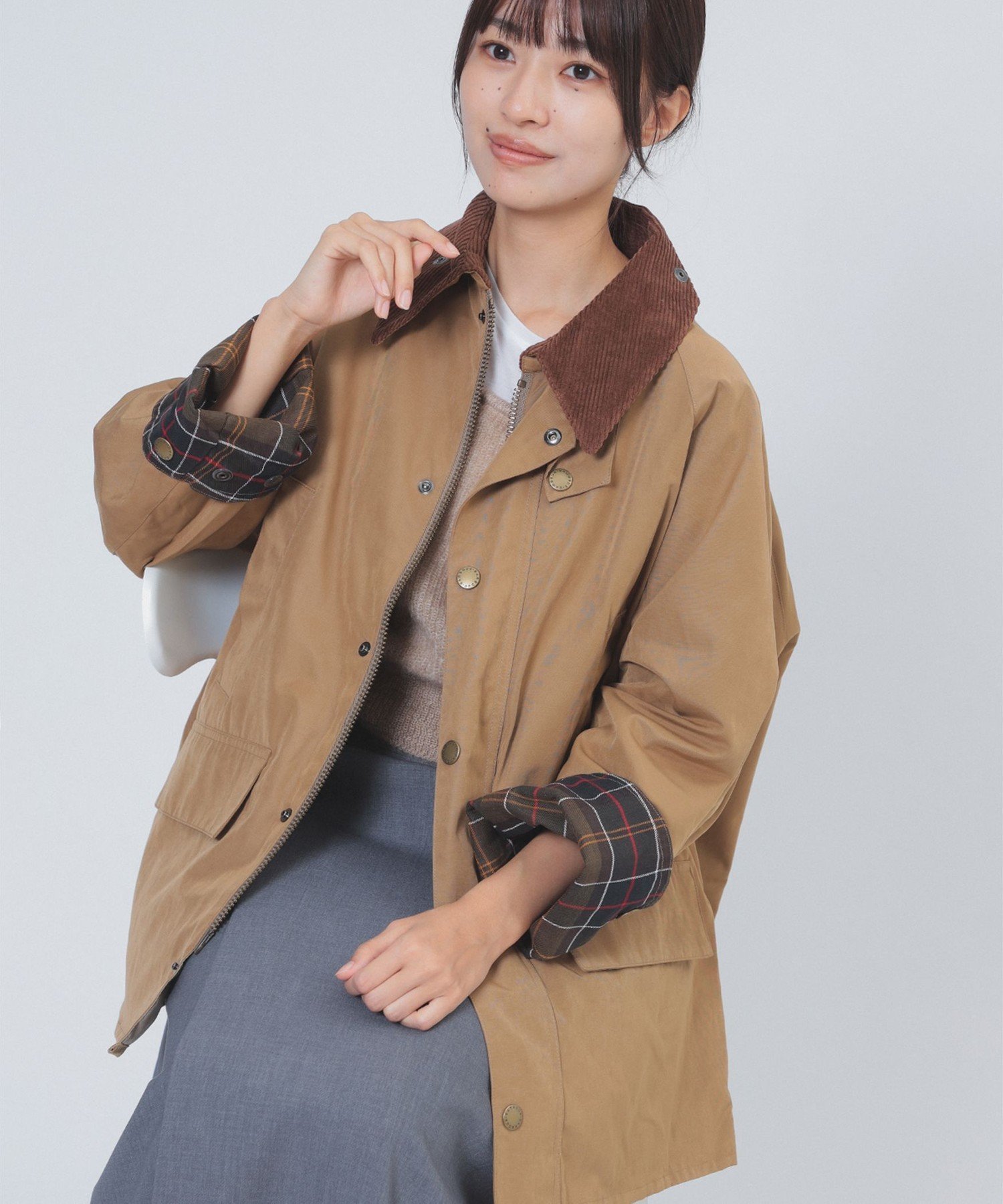 【デミルクス ビームス/Demi-Luxe BEAMS】の【別注】Barbour / BEDALE ジャケット ライトアウター インテリア・キッズ・メンズ・レディースファッション・服の通販 founy(ファニー) 　ファッション　Fashion　レディースファッション　Fashion for Women　アウター　Coat / Outerwear Collection　レディースジャケット・軽アウター　Jackets　アウトドア　Outdoor Clothing　インナー　Innerwear　コーデュロイ　Corduroy, Cord Fabric　ジャケット　Jacket, Outerwear　チェック　Check, Plaid, Tartan　デニム　Denim, Jeans Material　トレンド　Trend, Trending Now　人気　Popular, Best Seller　ピーチ　Peach, Soft Touch　フラップ　Flap, Flap Pocket　ポケット　Pocket, Pocket Detail　別注　Limited Edition, Custom Order　BEIGE|ID: prp329100004572822 ipo3291000000034129250