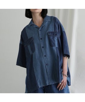 【ローズバッド/ROSE BUD】のGENE HEAVENS/リメイクライク デニム ミリタリー オープンカラーシャツ 人気、トレンドファッション・服の通販 founy(ファニー) ファッション Fashion レディースファッション WOMEN トップス・カットソー Tops/Tshirt シャツ/ブラウス Shirts/Blouses インナー Inner エレガント 上品 Elegant ジーンズ Jeans デニム Denim 人気 Popularity ポケット Pocket 羽織 Haori ミリタリー Military リメイク Remake |ID:prp329100004572851