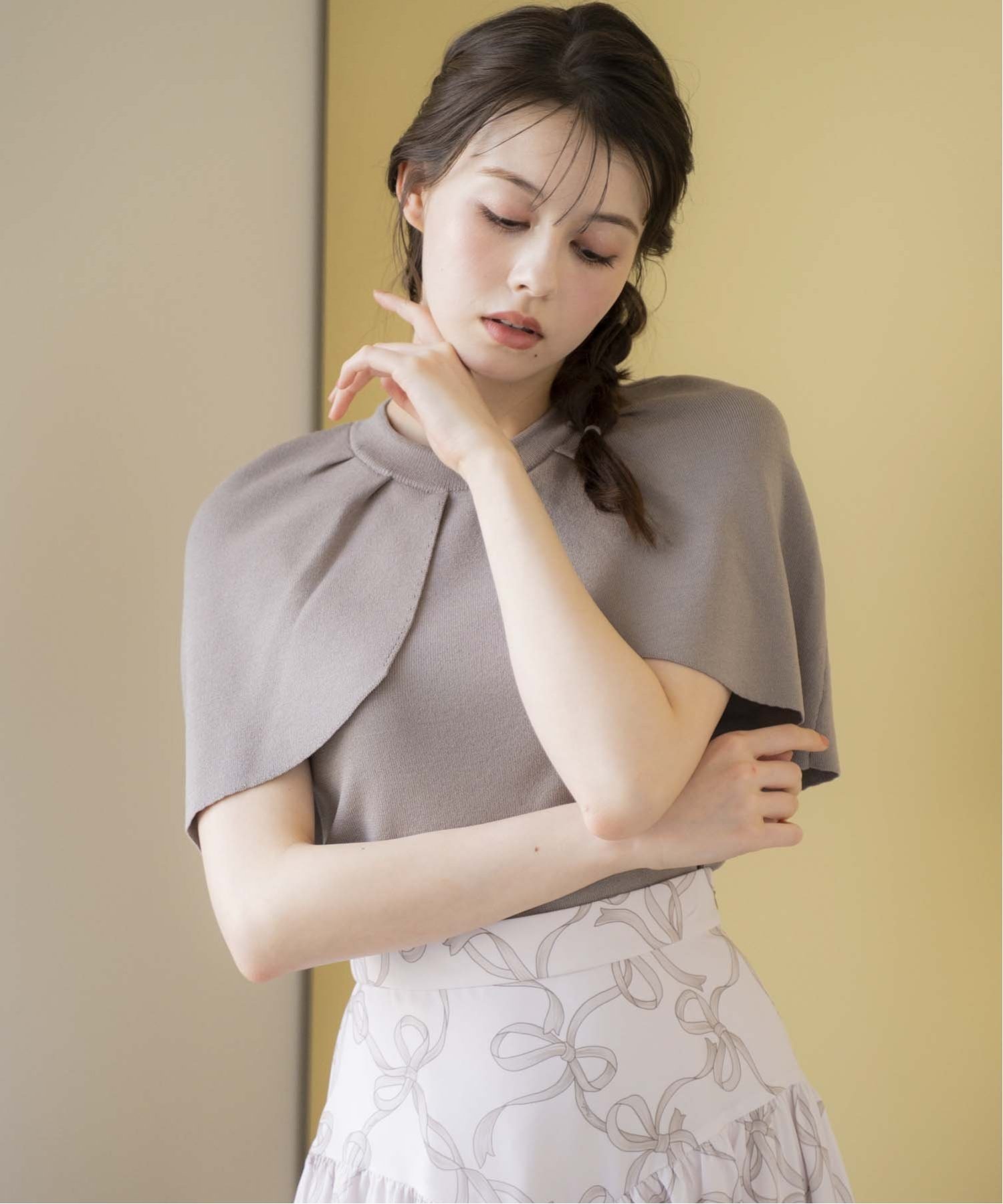 【ノエラ/Noela】のケープデザインニット インテリア・キッズ・メンズ・レディースファッション・服の通販 founy(ファニー) 　ファッション　Fashion　レディースファッション　Fashion for Women　トップス・カットソー　Cut & Sew Tops　ニット　Knit Tops & Sweaters　フレア　Flare, Flared　ボトム　Bottoms, Lower Wear　ポケット　Pocket, Pocket Detail　マーメイド　Mermaid, Fishtail Silhouette　モカ|ID: prp329100004572859 ipo3291000000033557232