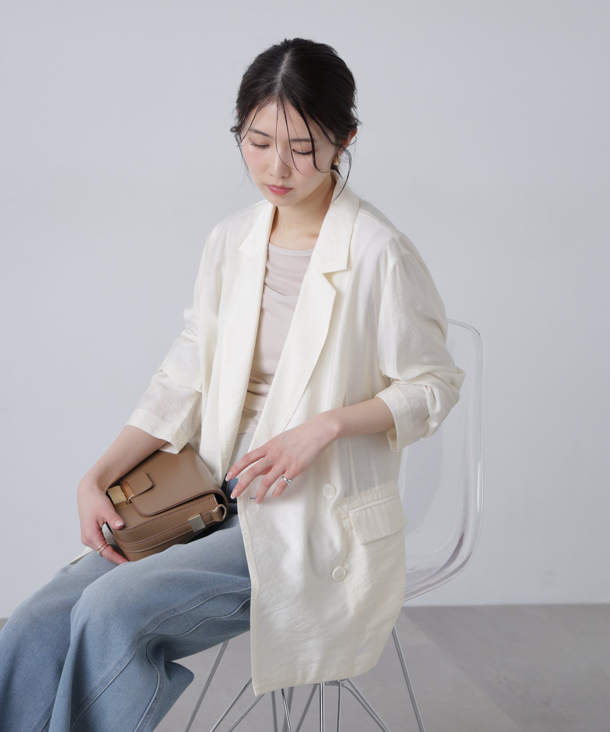 【フリーズマート/FREE'S MART】のシアーダブルテーラードジャケット インテリア・キッズ・メンズ・レディースファッション・服の通販 founy(ファニー) 　ファッション　Fashion　レディースファッション　WOMEN　アウター　Coat Outerwear　ジャケット　Jackets　テーラードジャケット　Tailored Jackets　おすすめ　Recommend　シアー　Sheer　ジャケット　Jacket　デニム　Denim　プリント　Print　ルーズ　Loose　ビジネス 仕事 通勤　Business　オフ|ID: prp329100004572900 ipo3291000000032362339