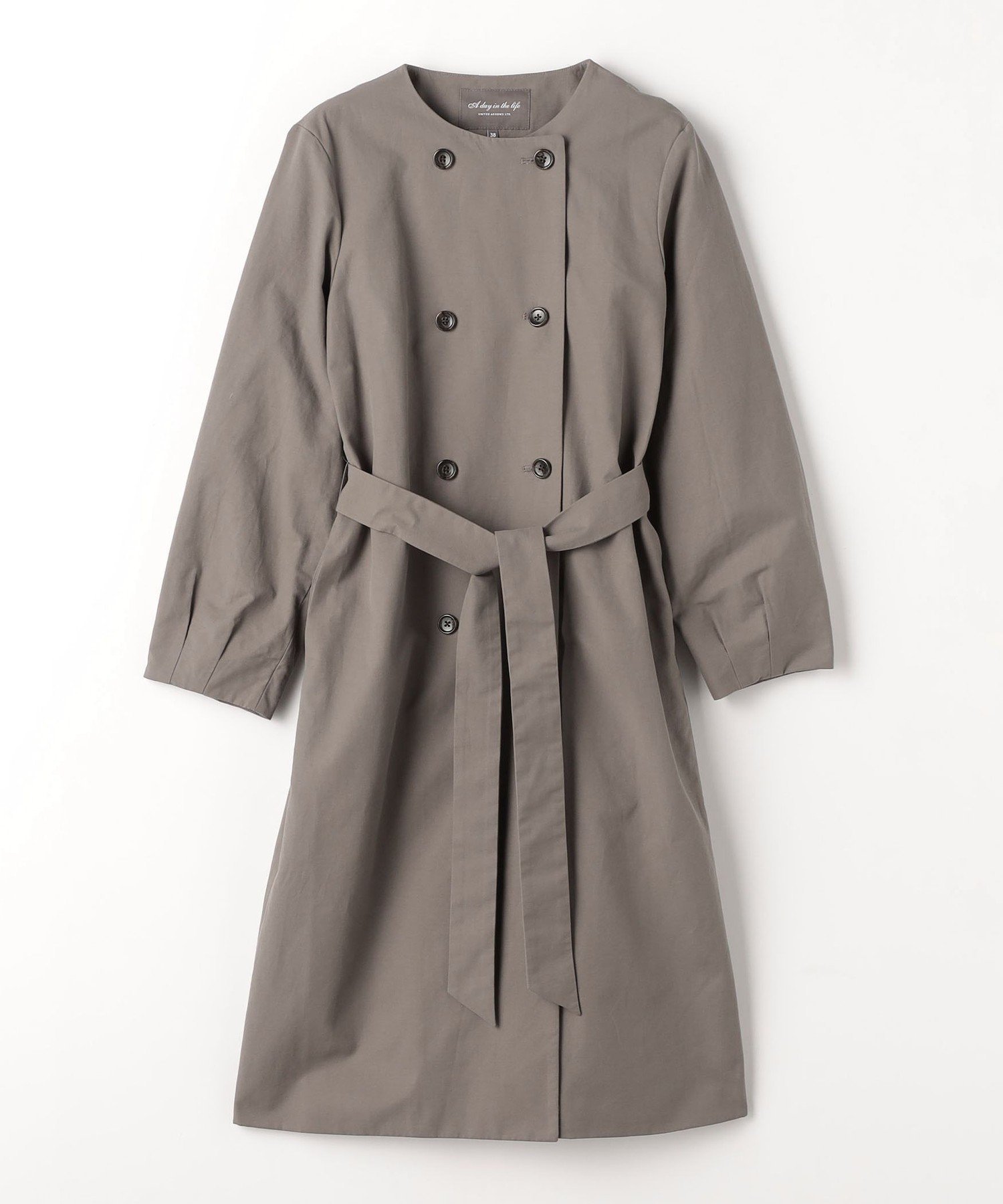 【その他のブランド/Other】のノーカラー トレンチコート A DAY IN THE LIFE 人気、トレンドファッション・服の通販 founy(ファニー) 　ファッション　Fashion　レディースファッション　Ladies' Fashion Online　アウター　Coat Outerwear　コート　Coats　トレンチコート　Trench Coats　クラシカル　Classical　スリーブ　Sleeve　トレンチ　Trench　リボン　Ribbon　 other-1|ID: prp329100004572926 ipo3291000000032599484