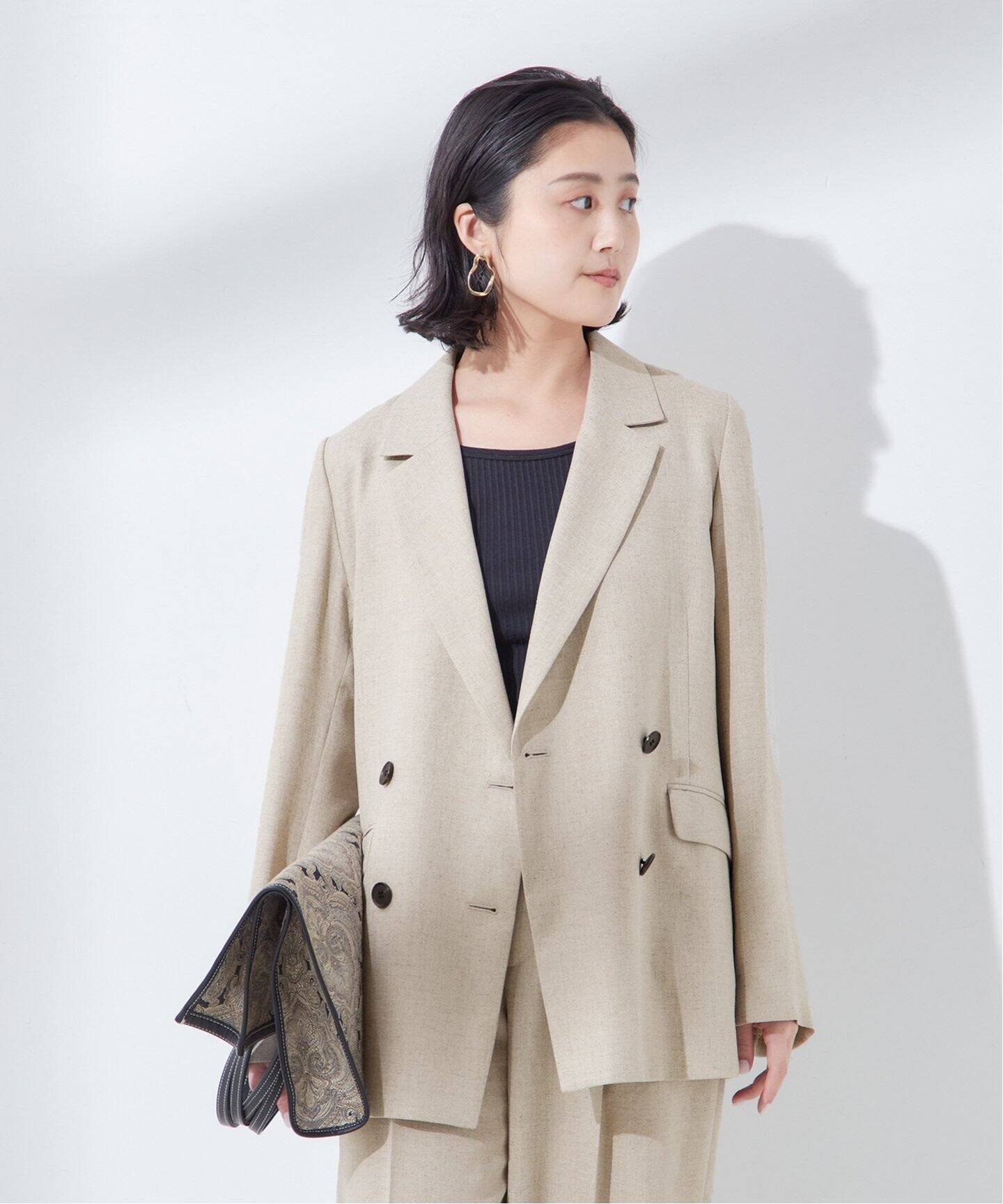 【ジャーナルスタンダード レサージュ/journal standard L'essage】のアイアスダブルブレステッドジャケット インテリア・キッズ・メンズ・レディースファッション・服の通販 founy(ファニー) 　ファッション　Fashion　レディースファッション　WOMEN　アウター　Coat Outerwear　ジャケット　Jackets　2025年　2025　2025春夏・S/S　Ss,Spring/Summer,2025　ベージュ|ID: prp329100004573253 ipo3291000000032365910