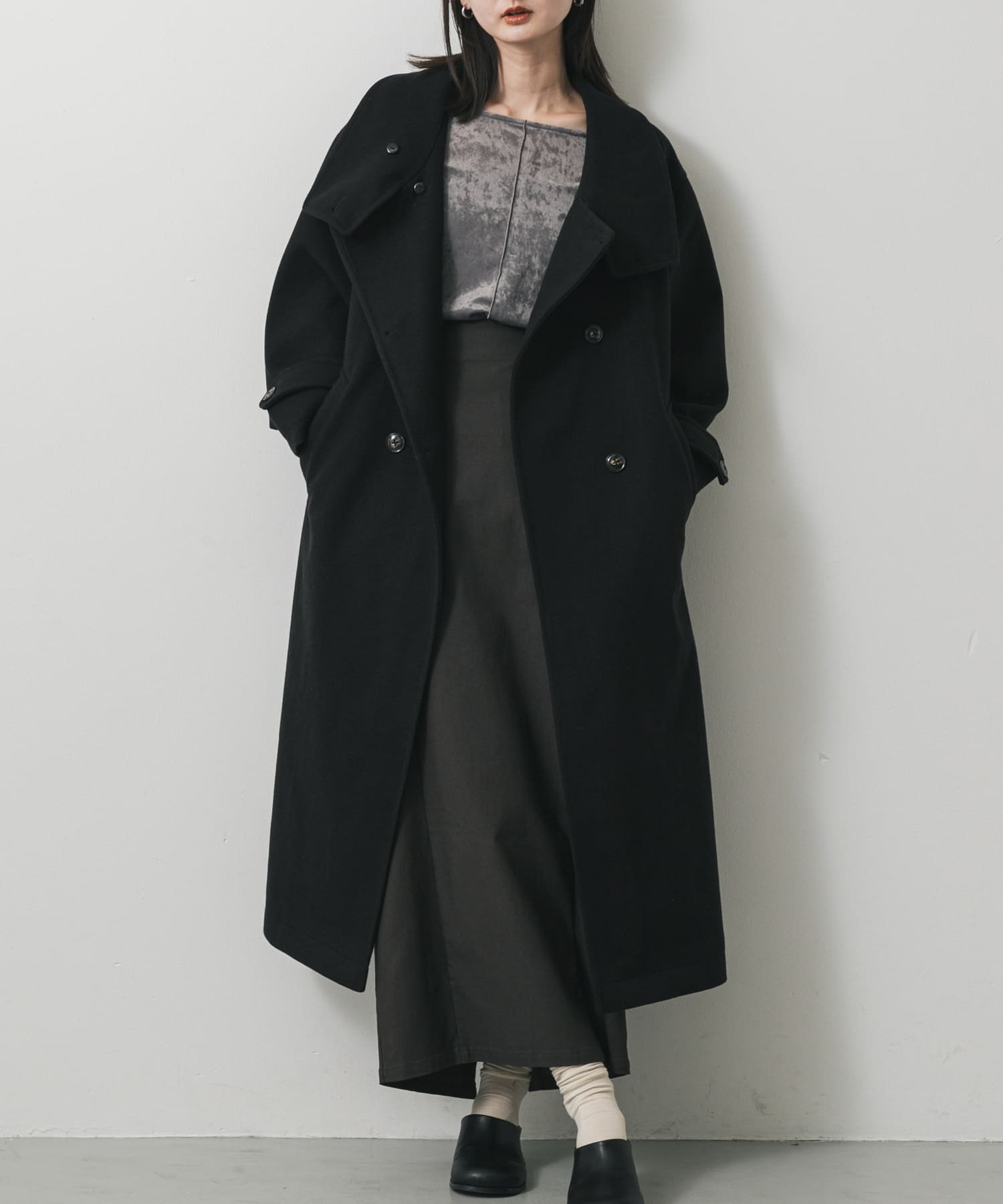 【センスオブプレイス/SENSE OF PLACE by URBAN RESEARCH】のスタンドカラーロングコート インテリア・キッズ・メンズ・レディースファッション・服の通販 founy(ファニー) 　ファッション　Fashion　レディースファッション　Fashion for Women　アウター　Coat / Outerwear Collection　コート・ロングコート・ピーコート　Long Coats, Peacoats & More　スタンド　Stand Collar, Upright Stand　人気　Popular, Best Seller　軽量　Lightweight, Ultra Light　BLACK|ID: prp329100004573455 ipo3291000000033582941