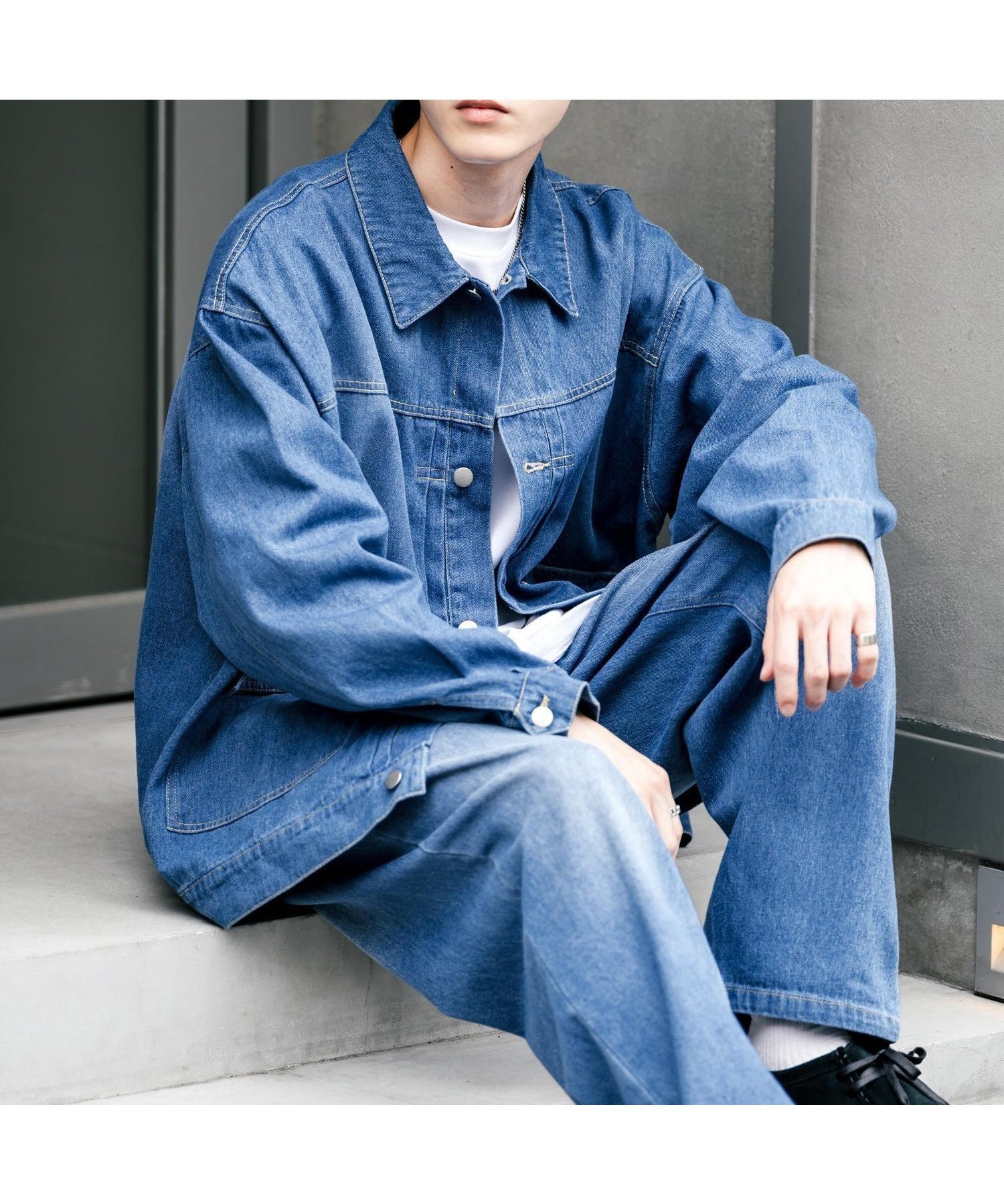 【ロッキーモンロー/Rocky Monroe】のオーバーサイズデニムジャケット+ワイドパンツ(セットアップ) インテリア・キッズ・メンズ・レディースファッション・服の通販 founy(ファニー) 　ファッション　Fashion　レディースファッション　WOMEN　アウター　Coat Outerwear　ジャケット　Jackets　デニムジャケット　Denim Jackets　セットアップ　Setup　パンツ　Pants　ケミカル　Chemical　シューズ　Shoes　セットアップ　Set Up　デニム　Denim　ユーズド　Used　ワイド　Wide　ブルーオーバーダイ|ID: prp329100004573479 ipo3291000000032368035
