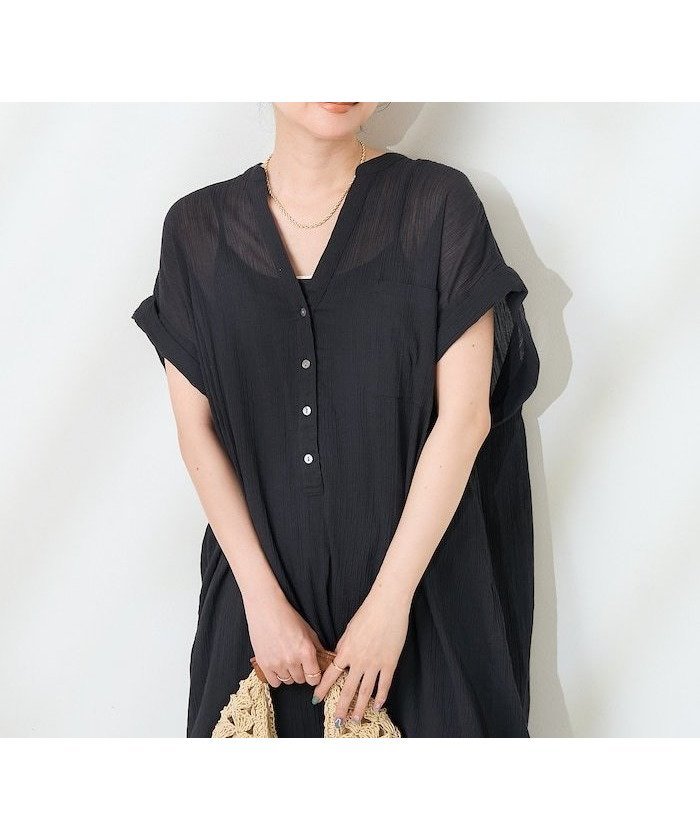 【フリークスストア/FREAK'S STORE】のインド コットンクレープヘンリーネックワンピース 25SS インテリア・キッズ・メンズ・レディースファッション・服の通販 founy(ファニー) 　ファッション　Fashion　レディースファッション　Fashion for Women　ワンピース　Dresses　2025年　2025　2025春夏・S/S　Spring/Summer 2025 SS25　インド　Indian Textile　ポケット　Pocket, Pocket Detail　夏　Summer　S/S・春夏　SS, Spring/Summer, Warm Season　ブラック|ID: prp329100004573497 ipo3291000000033192413