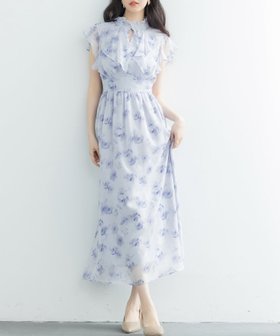 【セゾンドパピヨン/SAISON DE PAPILLON】の花柄シフォン生地ミモレ丈ワンピース 人気、トレンドファッション・服の通販 founy(ファニー) ファッション Fashion レディースファッション WOMEN ワンピース Dress シフォン Chiffon ジャケット Jacket スタンド Stand フリル Frills ミモレ Mimore 夏 Summer 春 Spring S/S・春夏 Ss・Spring/Summer |ID:prp329100004573511
