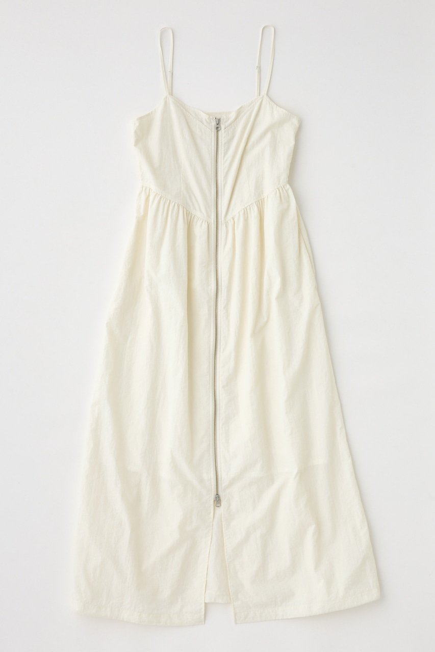 【マウジー/moussy】のFRONT ZIP NYLON キャミドレス インテリア・キッズ・メンズ・レディースファッション・服の通販 founy(ファニー) 　ファッション　Fashion　レディースファッション　WOMEN　トップス・カットソー　Tops/Tshirt　キャミソール / ノースリーブ　No Sleeves　ワンピース　Dress　ドレス　Party Dresses　ギャザー　Gather　デニム　Denim　ドローコード　Draw Cord　人気　Popularity　フロント　Front　メタル　Metal　再入荷　Restock/Back In Stock/Re Arrival　おすすめ　Recommend　O/WHT1|ID: prp329100004573522 ipo3291000000032368943