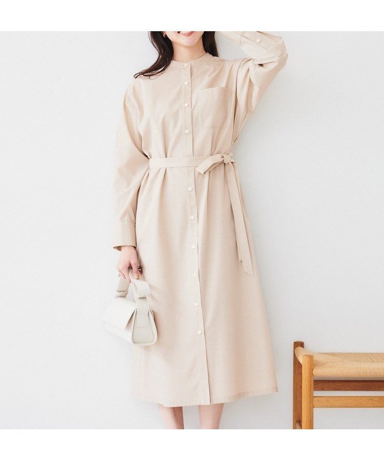 【アンタイトル/UNTITLED】のバンドカラーシャツワンピース インテリア・キッズ・メンズ・レディースファッション・服の通販 founy(ファニー) 　ファッション　Fashion　レディースファッション　Fashion for Women　ワンピース　Dresses　シャツワンピース / 1枚で着映えコーデ　Shirt Dresses　おすすめ　Recommended / Our Picks　キャミソール　Camisole, Spaghetti Strap Top　シャンブレー　Chambray, Denim-Like Fabric　ドレス　Dress, One-Piece　ポケット　Pocket, Pocket Detail　羽織　Haori, Light Jacket　ピンクベージュ|ID: prp329100004573547 ipo3291000000033567024
