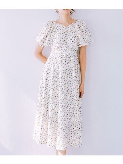 【リリーブラウン/Lily Brown】のバックリボンボリュームスリーブワンピース インテリア・キッズ・メンズ・レディースファッション・服の通販 founy(ファニー) 　ファッション　Fashion　レディースファッション　Ladies' Fashion Online　ワンピース　Dress　オレンジ　Orange　カシュクール　Cachecoeur　スリーブ　Sleeve　チェック　Check　フェミニン　Feminine　リゾート　Resort　リボン　Ribbon　人気　Popularity　夏　Summer　FLOWER[936]|ID: prp329100004573552 ipo3291000000032638381