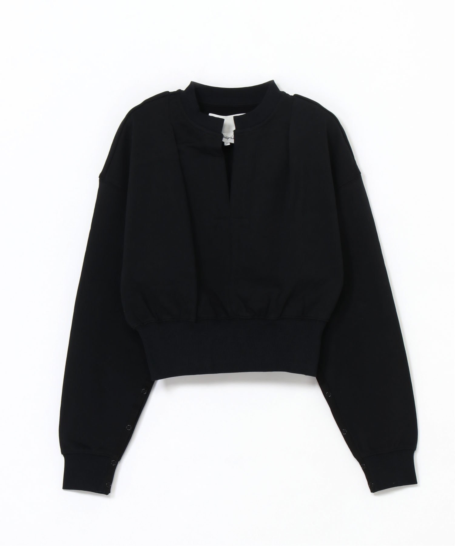 【スリーワン フィリップリム/3.1 Phillip Lim】のクロップド スウェットシャツ インテリア・キッズ・メンズ・レディースファッション・服の通販 founy(ファニー) 　ファッション　Fashion　レディースファッション　Fashion for Women　トップス・カットソー　Cut & Sew Tops　シャツ・ブラウス・オフィスカジュアル　Elegant Blouses & Button-Ups　レディースパーカー・カジュアルフーディー　Casual Hoodies & Sweatshirts　スウェット・クルーネックトップス　Sweatshirts & Crewnecks / Relaxed Fit Sweat Tops　クロップド　Cropped, Short Length　スリーブ　Sleeve, Long Sleeve / Short Sleeve　BLACK|ID: prp329100004573556 ipo3291000000032737313
