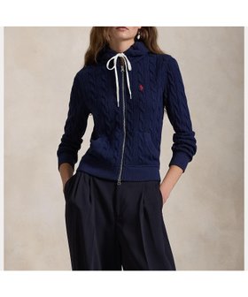 【ラルフローレン/RALPH LAUREN】 ケーブルニット コットン フルジップ フーディ人気、トレンドファッション・服の通販 founy(ファニー) ファッション Fashion レディースファッション WOMEN トップス・カットソー Tops/Tshirt ニット Knit Tops カフス Cuffs スリム Slim ドローストリング Drawstring フィット Fit ポケット Pocket リブニット Rib Knit 長袖 Long Sleeve |ID:prp329100004573559