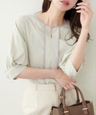 【ナチュラルクチュール/natural couture】のメタルホック付き配色6分袖ブラウス 人気、トレンドファッション・服の通販 founy(ファニー) ファッション Fashion レディースファッション Fashion for Women トップス・カットソー Cut & Sew Tops シャツ・ブラウス・オフィスカジュアル Elegant Blouses & Button-Ups 2025年 2025 2025春夏・S/S Spring/Summer 2025 SS25 スタイリッシュ Stylish, Fashionable スラックス Slacks, Dress Pants パイピング Piping, Trim Design フレア Flare, Flared ポケット Pocket, Pocket Detail メタル Metal, Metal Parts エレガント 上品 Elegant thumbnail ミント|ID: prp329100004573576 ipo3291000000032738011