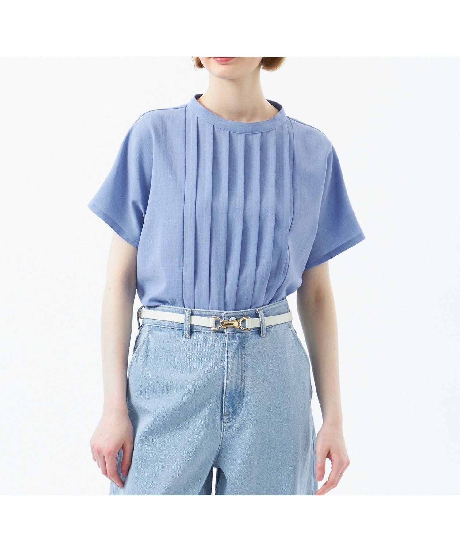 【マッキントッシュ フィロソフィー/MACKINTOSH PHILOSOPHY】のフロントタックブラウス インテリア・キッズ・メンズ・レディースファッション・服の通販 founy(ファニー) 　ファッション　Fashion　レディースファッション　WOMEN　トップス・カットソー　Tops/Tshirt　シャツ/ブラウス　Shirts/Blouses　おすすめ　Recommend　インナー　Inner　クール　Cool　ジャケット　Jacket　スラックス　Slacks　スリーブ　Sleeve　デニム　Denim　フラット　Flat　フレンチ　French　フロント　Front　メランジ　Melange　ワンポイント　One Point　ビジネス 仕事 通勤　Business　夏　Summer　春　Spring　ライトブルー|ID: prp329100004573632 ipo3291000000032372098