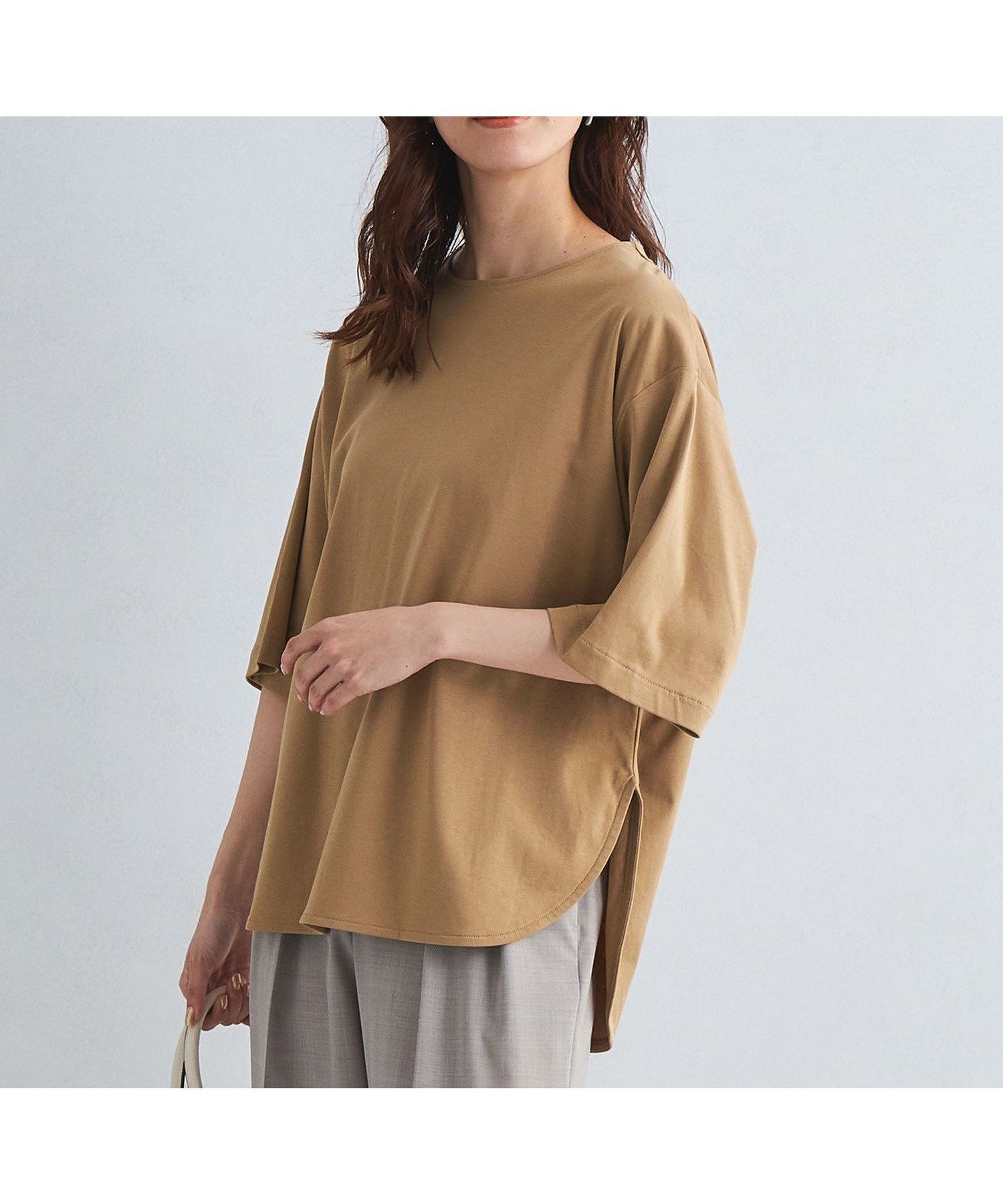 【ユナイテッドアローズ/UNITED ARROWS】のKOKAGE タック ラウンドヘム プルオーバー カットソー -接触冷感・UVカット- インテリア・キッズ・メンズ・レディースファッション・服の通販 founy(ファニー) 　ファッション　Fashion　レディースファッション　Fashion for Women　トップス・カットソー　Cut & Sew Tops　カジュアルプルオーバー・ニットトップス　Pullovers & Knit Tops / Casual Pullovers　カットソー・ベーシックTシャツ　Cut-and-Sewn Tops / Stretch Tees & Basics　おすすめ　Recommended / Our Picks　カットソー　Cut and Sewn Top　シンプル　Simple, Minimal　フロント　Front, Front Design　ポンチョ　Poncho, Cape Style　ワイド　Wide, Wide Fit　夏　Summer　春　Spring　BEIGE|ID: prp329100004573643 ipo3291000000033506087