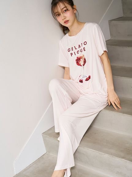 【ジェラート ピケ/gelato pique】の【接触冷感】COOLレーヨンデザートロゴTシャツ インテリア・キッズ・メンズ・レディースファッション・服の通販 founy(ファニー) 　ファッション　Fashion　レディースファッション　Ladies' Fashion Online　トップス・カットソー　Tops/Tshirt　シャツ/ブラウス　Shirts/Blouses　ロング / Tシャツ　T-Shirts　なめらか　Smooth　カットソー　Cut And Sew　デザート　Dessert　プリント　Print　ベーシック　Basic　ボトム　Bottom　夏　Summer　PNK[066]|ID: prp329100004573655 ipo3291000000032566353