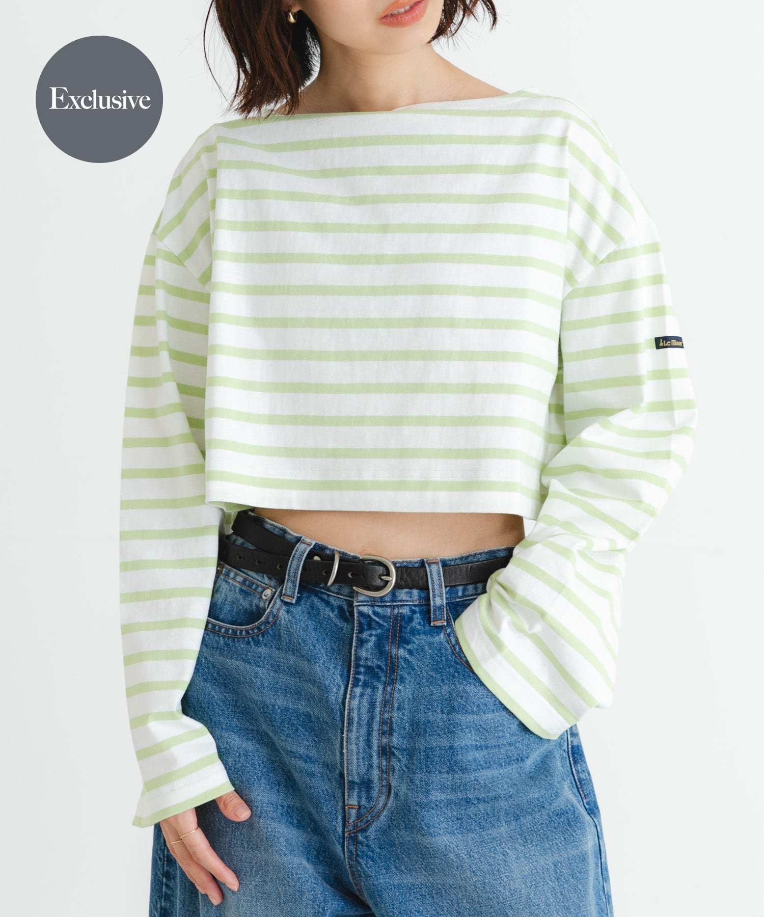 【アーバンリサーチ/URBAN RESEARCH】の『WEB/一部店舗限定』『別注』Le minor*UR Border cropped Tee インテリア・キッズ・メンズ・レディースファッション・服の通販 founy(ファニー) 　ファッション　Fashion　レディースファッション　WOMEN　インナー　Inner　コンパクト　Compact　ジャケット　Jacket　バスク　Basque　バランス　Balance　フランス　France　ベーシック　Basic　別注　Special Order　ルーズ　Loose　S/S・春夏　Ss・Spring/Summer　夏　Summer　2025年　2025　2025春夏・S/S　Ss,Spring/Summer,2025　Bla/lime|ID: prp329100004573673 ipo3291000000032372969