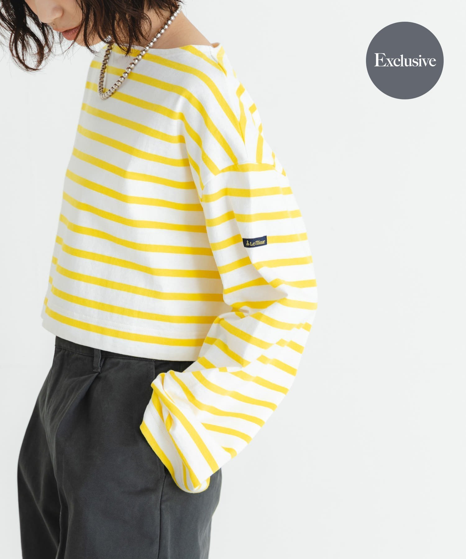 【アーバンリサーチ/URBAN RESEARCH】の『WEB/一部店舗限定』『別注』Le minor*UR Border cropped Tee インテリア・キッズ・メンズ・レディースファッション・服の通販 founy(ファニー) 　ファッション　Fashion　レディースファッション　WOMEN　インナー　Inner　コンパクト　Compact　ジャケット　Jacket　バスク　Basque　バランス　Balance　フランス　France　ベーシック　Basic　別注　Special Order　ルーズ　Loose　S/S・春夏　Ss・Spring/Summer　夏　Summer　2025年　2025　2025春夏・S/S　Ss,Spring/Summer,2025　Bla/Jau F|ID: prp329100004573673 ipo3291000000032372971