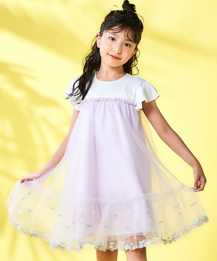 【その他のブランド/Other】の裾フルーツ刺しゅうチュールワンピース(80~130cm) インテリア・キッズ・メンズ・レディースファッション・服の通販 founy(ファニー) https://founy.com/ ファッション Fashion キッズファッション Fashion for Kids ワンピース Dresses 2025年 2025 2025春夏・S/S Spring/Summer 2025 SS25 なめらか Smooth, Silky Texture ギャザー Gathered, Ruffled チュール Tulip, Tulip Motif パープル Purple, Violet モチーフ Motif, Design Theme リボン Ribbon, Bow 夏 Summer 春 Spring S/S・春夏 SS, Spring/Summer, Warm Season |ID: prp329100004573685 ipo3291000000033446727