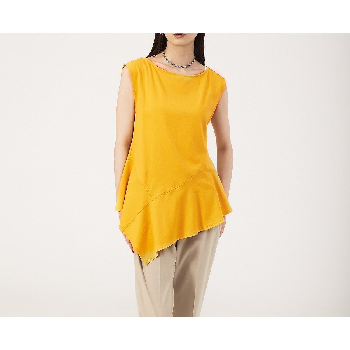 【カリテ/qualite】のペプラムフレアカットソー インテリア・キッズ・メンズ・レディースファッション・服の通販 founy(ファニー) 　ファッション　Fashion　レディースファッション　WOMEN　トップス・カットソー　Tops/Tshirt　カットソー　Cut and Sewn　おすすめ　Recommend　アシンメトリー　Asymmetry　インナー　Inner　ジャケット　Jacket　スリーブ　Sleeve　フレンチ　French　夏　Summer　春　Spring　秋　Autumn/Fall　ビジネス 仕事 通勤　Business　マスタード|ID: prp329100004573714 ipo3291000000032373806