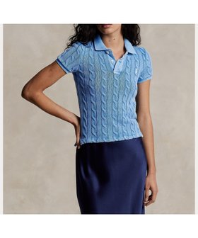 【ラルフローレン/RALPH LAUREN】 ケーブルニット ポロシャツ人気、トレンドファッション・服の通販 founy(ファニー) ファッション Fashion レディースファッション WOMEN トップス・カットソー Tops/Tshirt ニット Knit Tops シャツ/ブラウス Shirts/Blouses ポロシャツ Polo Shirts スリム Slim フィット Fit ポロシャツ Polo Shirt 半袖 Short Sleeve |ID:prp329100004573769