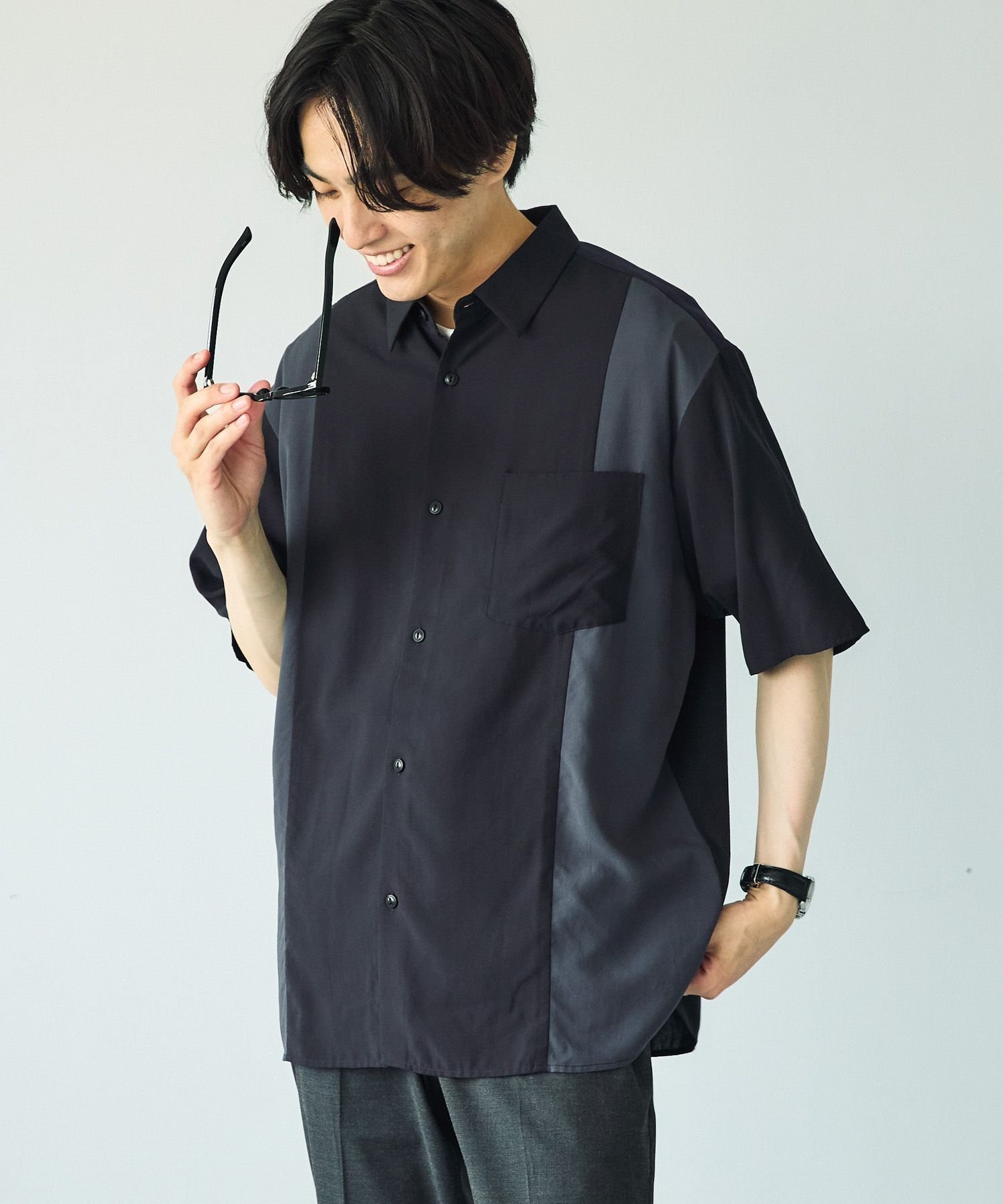 【グローバルワーク/GLOBAL WORK / MEN】のサラサマ快適シャツ/切り替え/半袖/286399 インテリア・キッズ・メンズ・レディースファッション・服の通販 founy(ファニー) 　ファッション　Fashion　メンズファッション　Men's Style Online　カーディガン　Cardigan　ドレープ　Drape　フロント　Front　リラックス　Relax　エレガント 上品　Elegant　半袖　Short Sleeve　夏　Summer　羽織　Haori　ブラック09|ID: prp329100004573829 ipo3291000000032674020