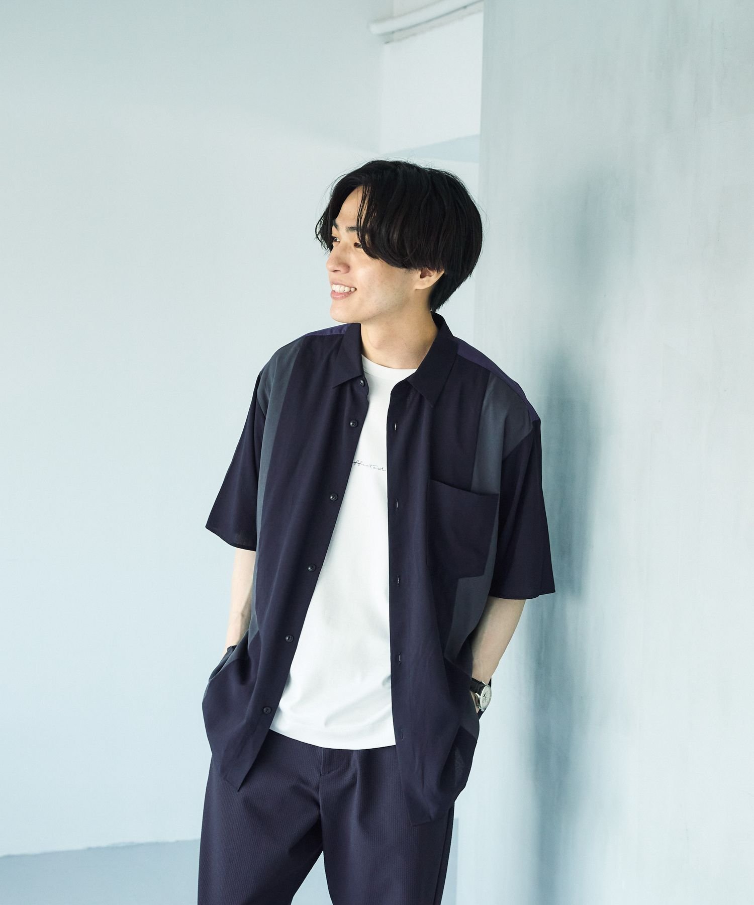 【グローバルワーク/GLOBAL WORK / MEN】のサラサマ快適シャツ/切り替え/半袖/286399 インテリア・キッズ・メンズ・レディースファッション・服の通販 founy(ファニー) 　ファッション　Fashion　メンズファッション　Men's Style Online　カーディガン　Cardigan　ドレープ　Drape　フロント　Front　リラックス　Relax　エレガント 上品　Elegant　半袖　Short Sleeve　夏　Summer　羽織　Haori　ネイビー88|ID: prp329100004573829 ipo3291000000032674022